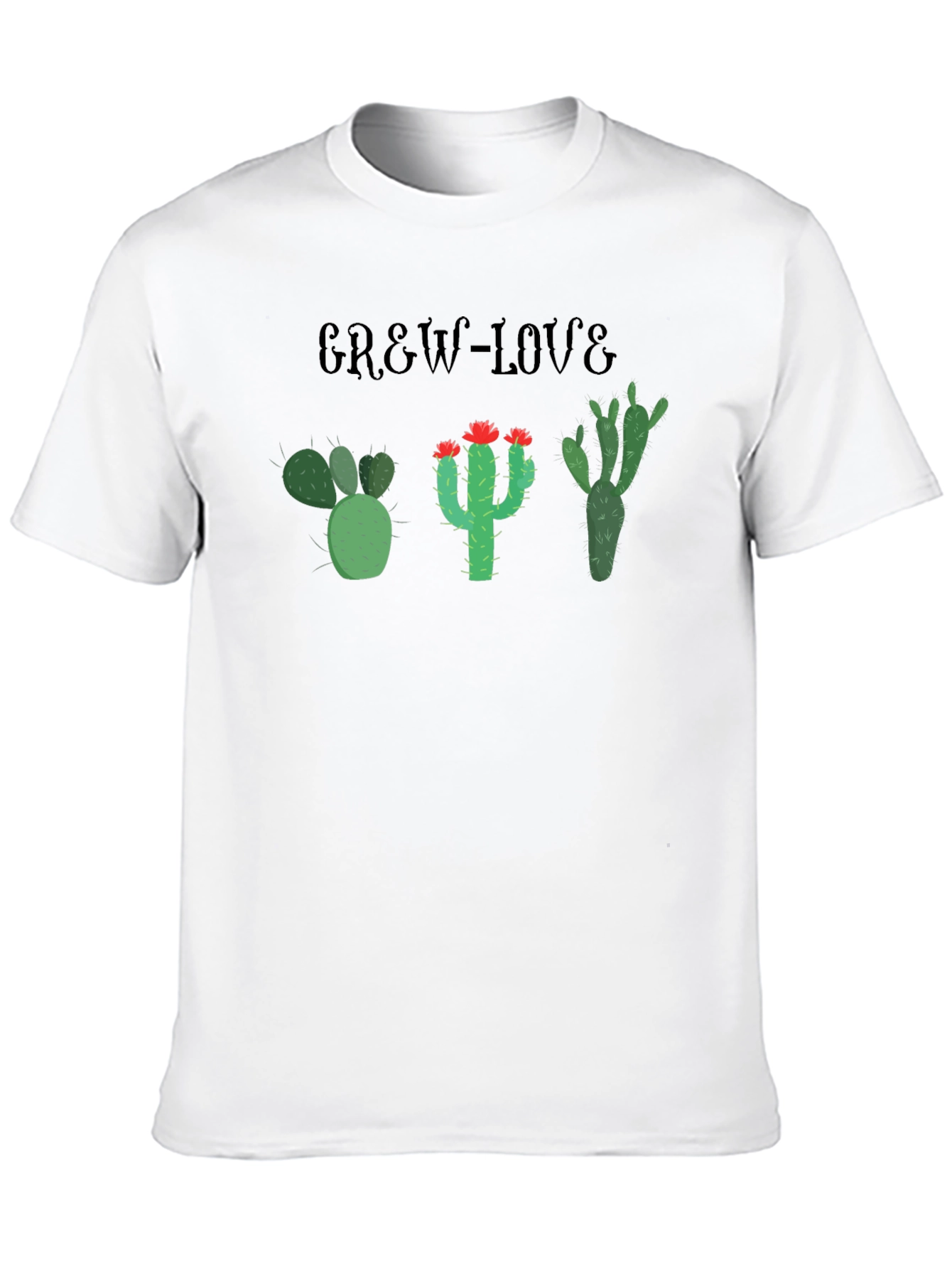 Grow Love Cactus T-Shirt Black Cotton Tee