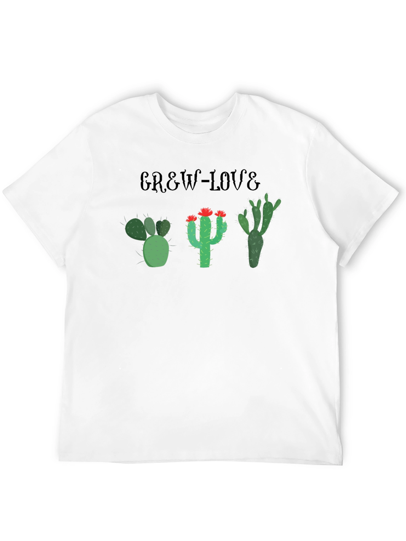 Grow Love Cactus T-Shirt Black Cotton Tee
