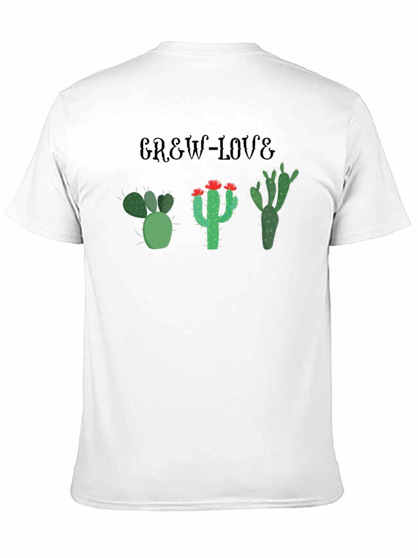 Grow Love Cactus T-Shirt Black Cotton Tee