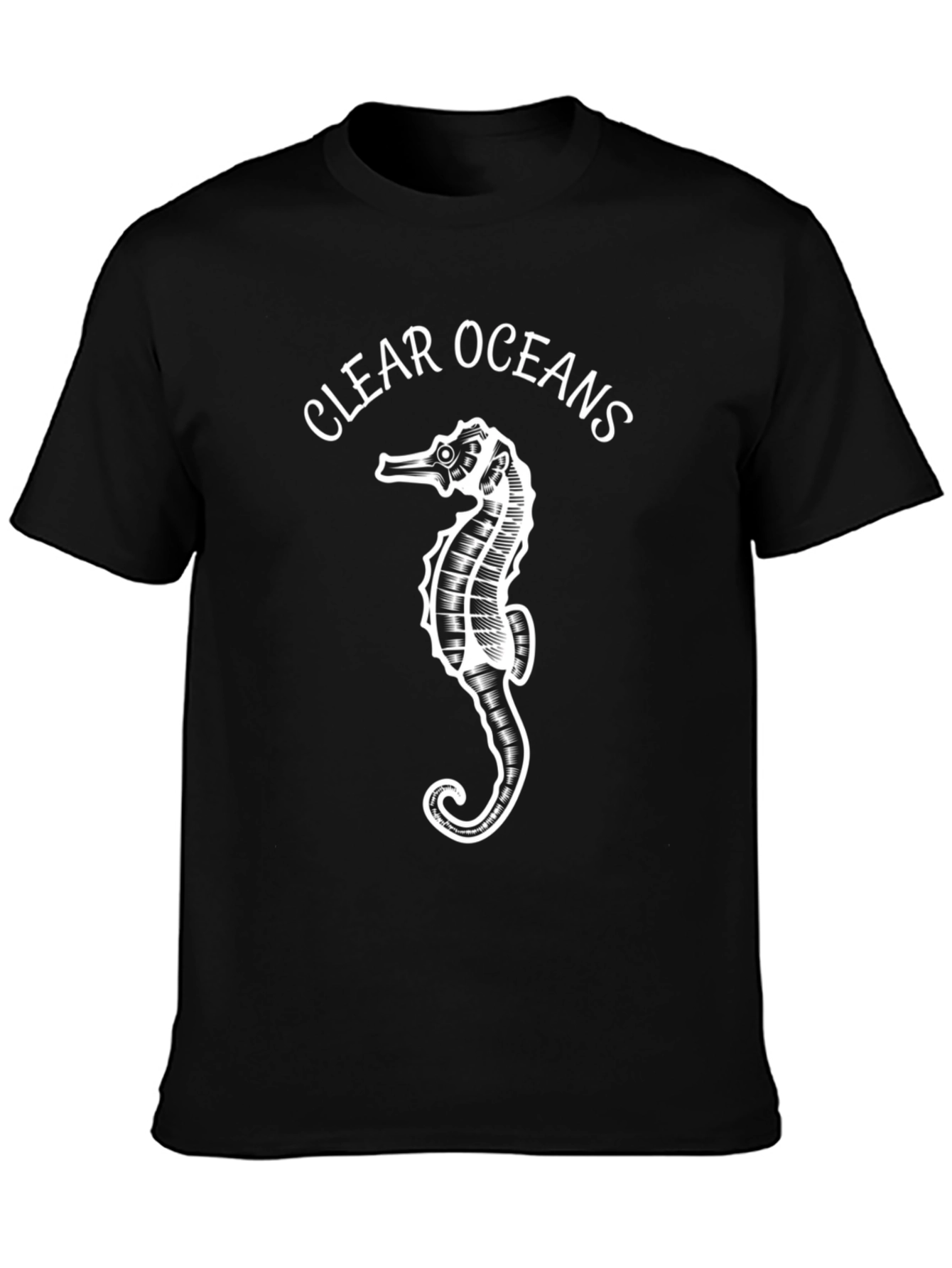 Clear Oceans Seahorse Graphic Black T-Shirt