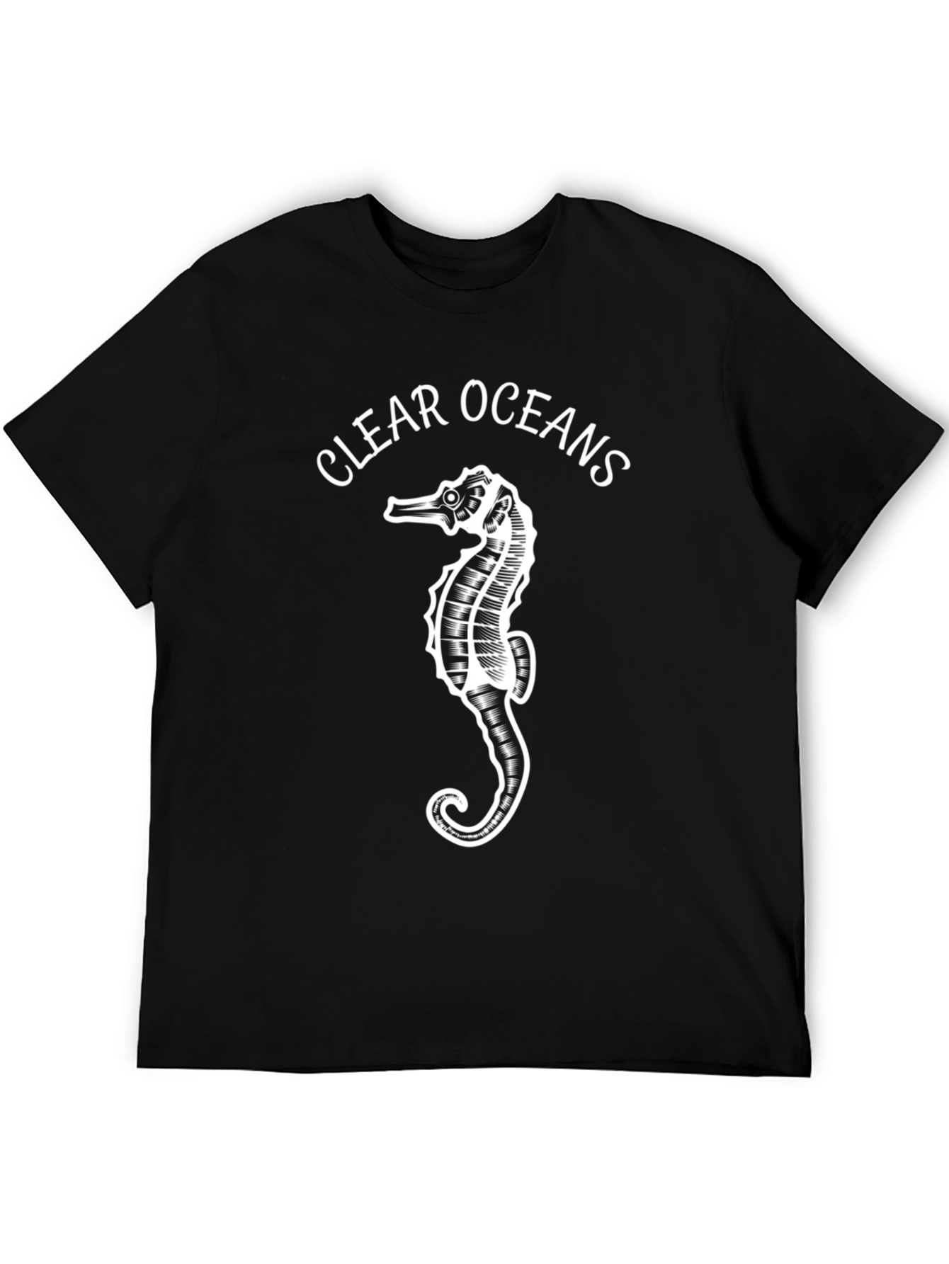Clear Oceans Seahorse Graphic Black T-Shirt
