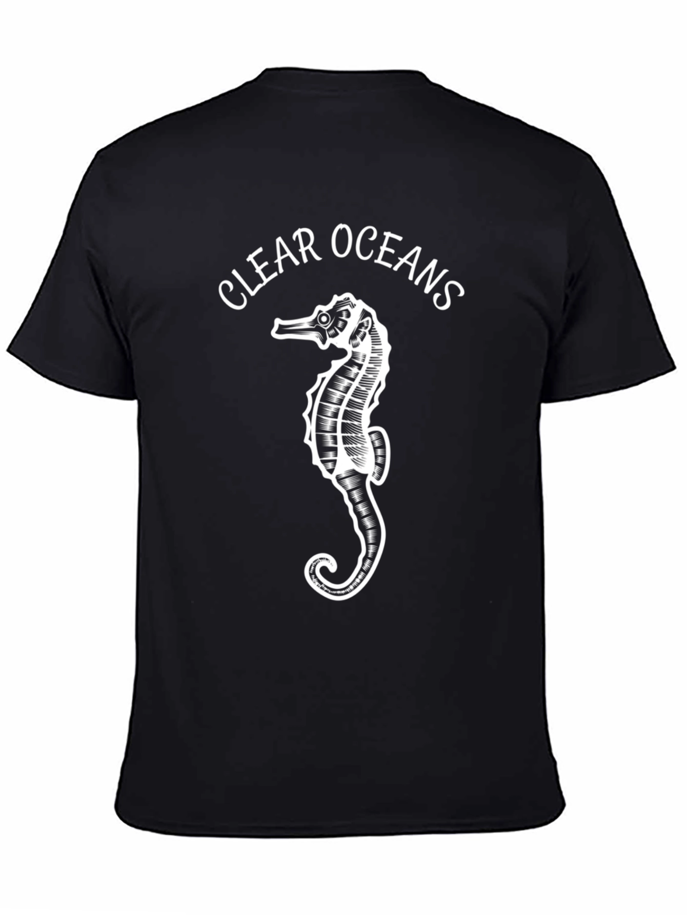 Clear Oceans Seahorse Graphic Black T-Shirt