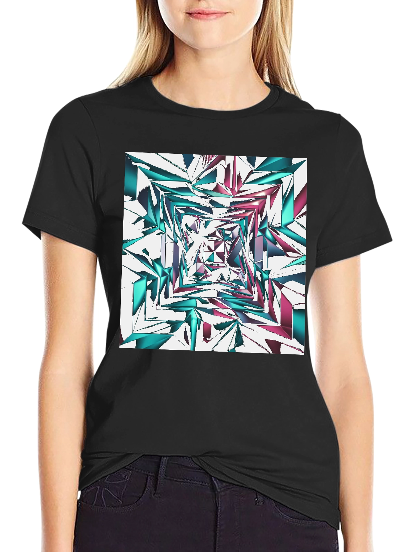Abstract Geometric Print T-Shirt - Modern Design