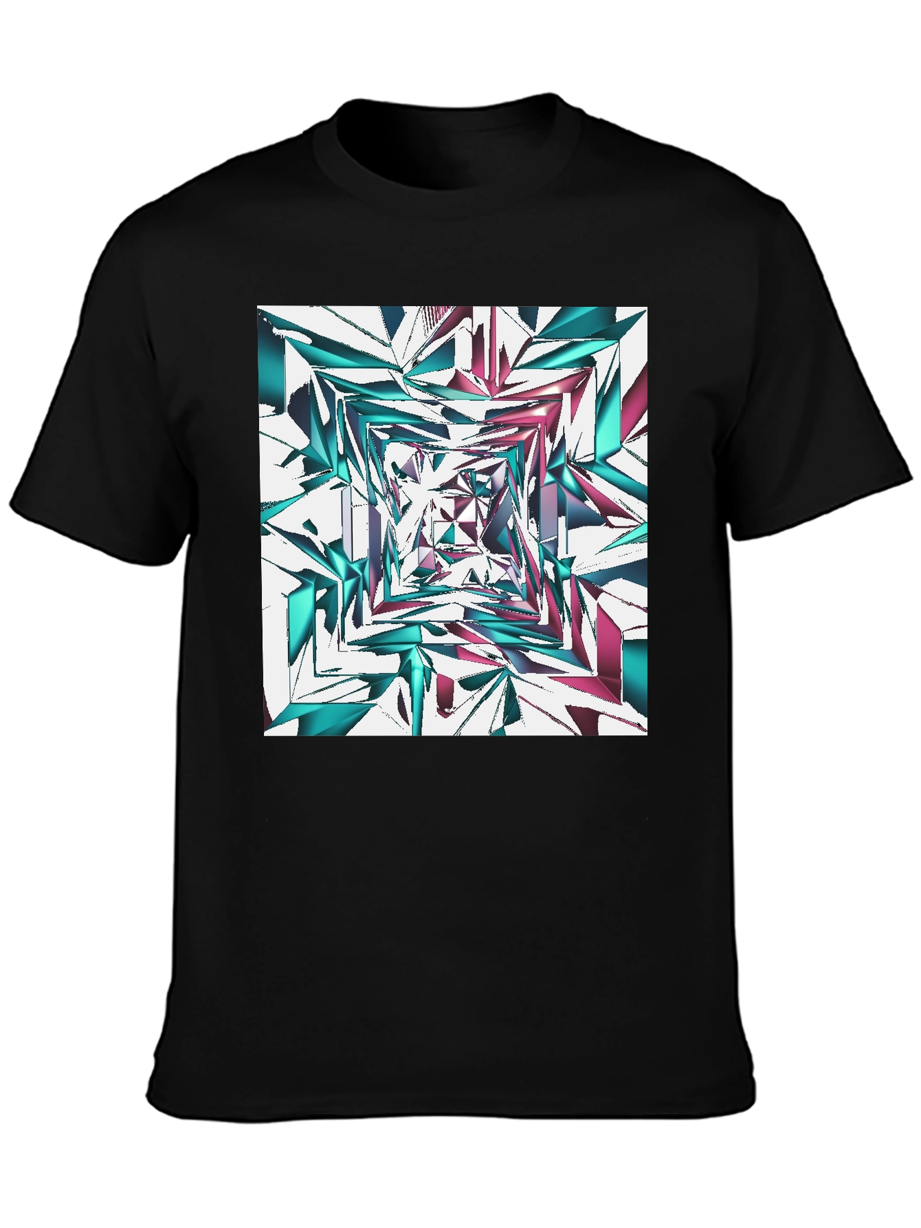 Abstract Geometric Print T-Shirt - Modern Design