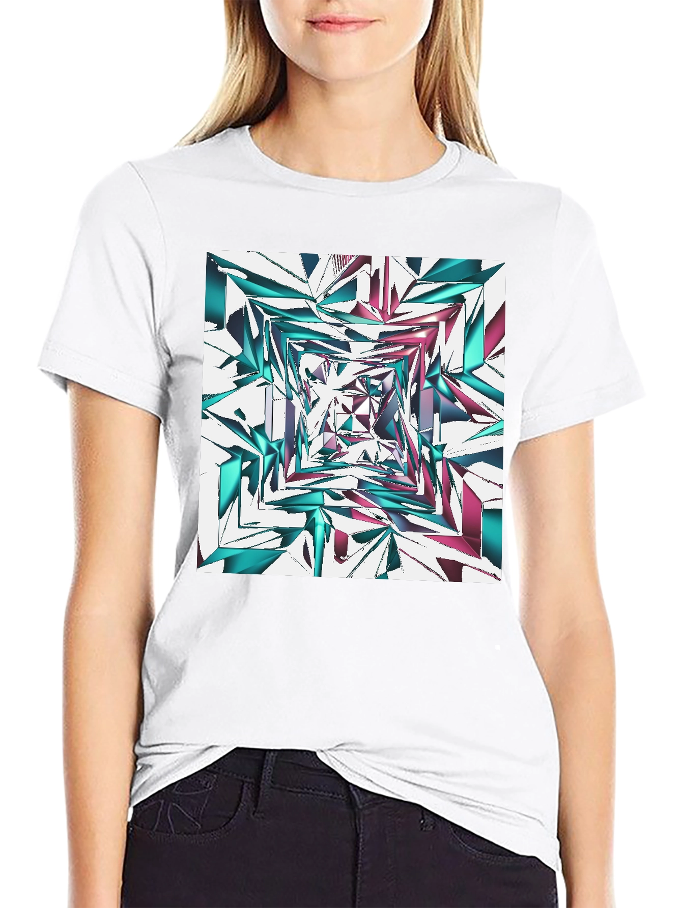 Abstract Geometric Print T-Shirt - Modern Design