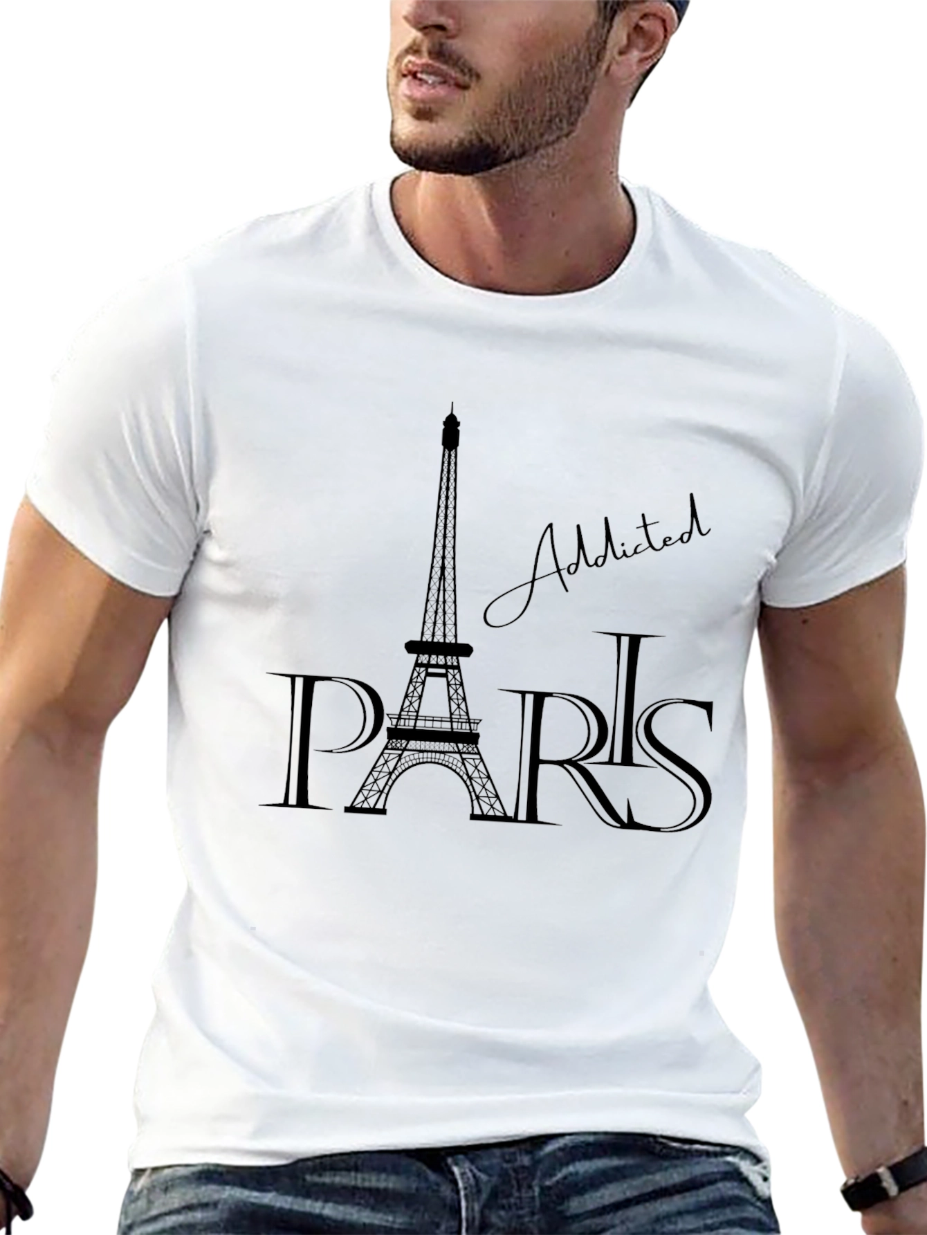 Paris Addicted Graphic T-Shirt - Black