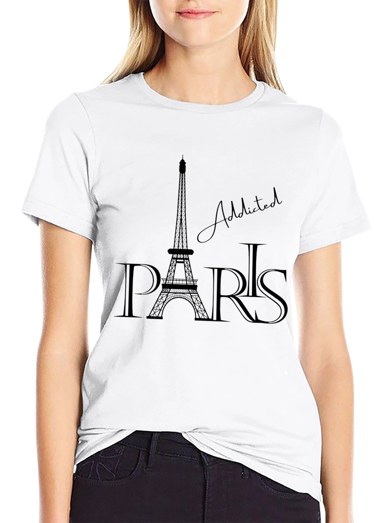 Paris Addicted Graphic T-Shirt - Black