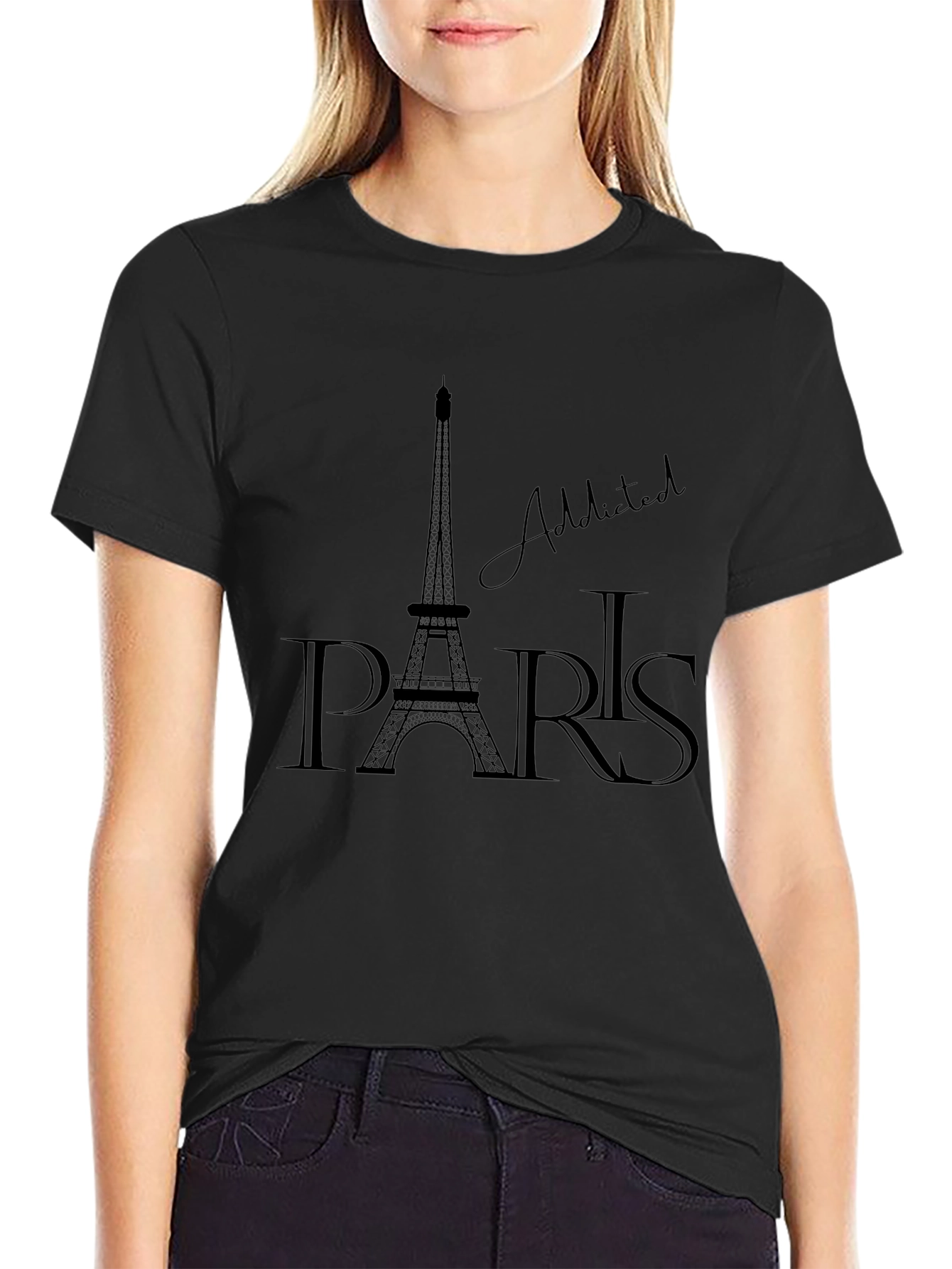 Paris Addicted Graphic T-Shirt - Black