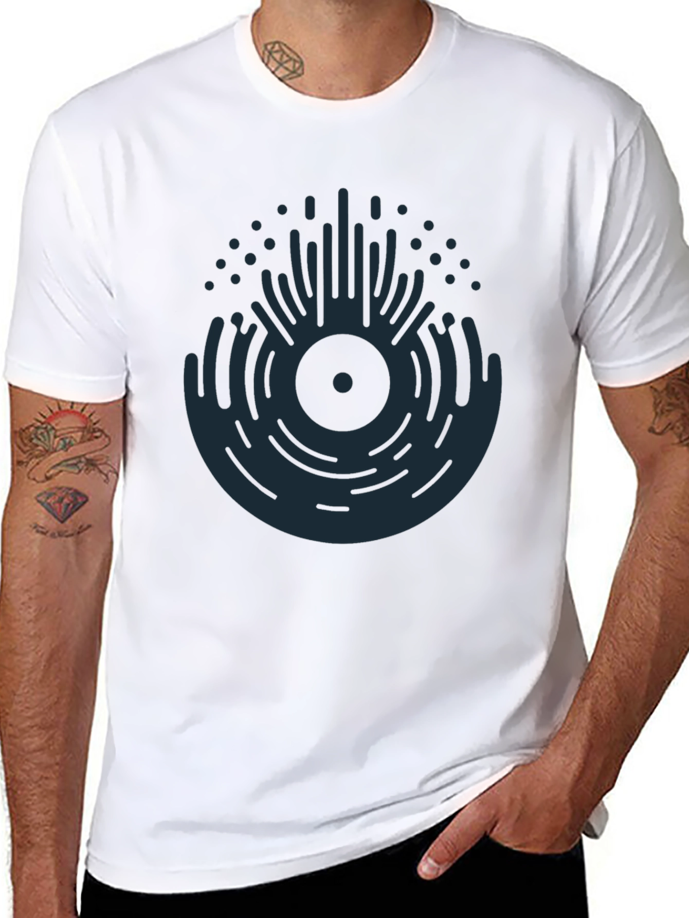 Abstract Vinyl Record Graphic T-Shirt