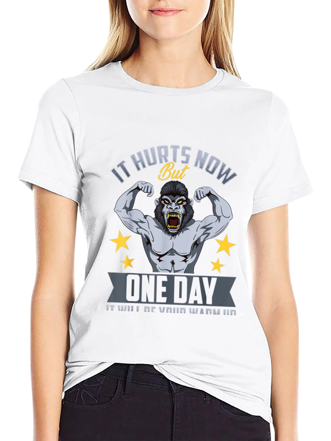 Motivational Gym T-Shirt: It Hurts Now Gorilla Design