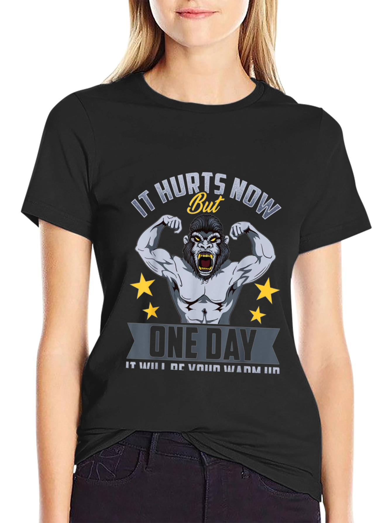 Motivational Gym T-Shirt: It Hurts Now Gorilla Design