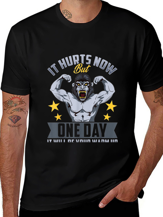 Motivational Gym T-Shirt: It Hurts Now Gorilla Design