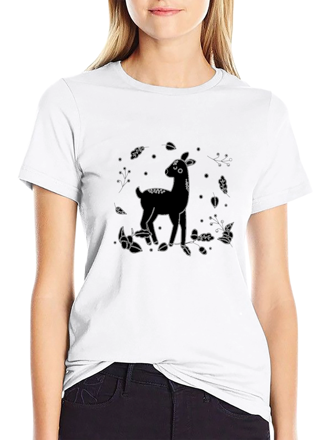 Deer Graphic Black T-Shirt