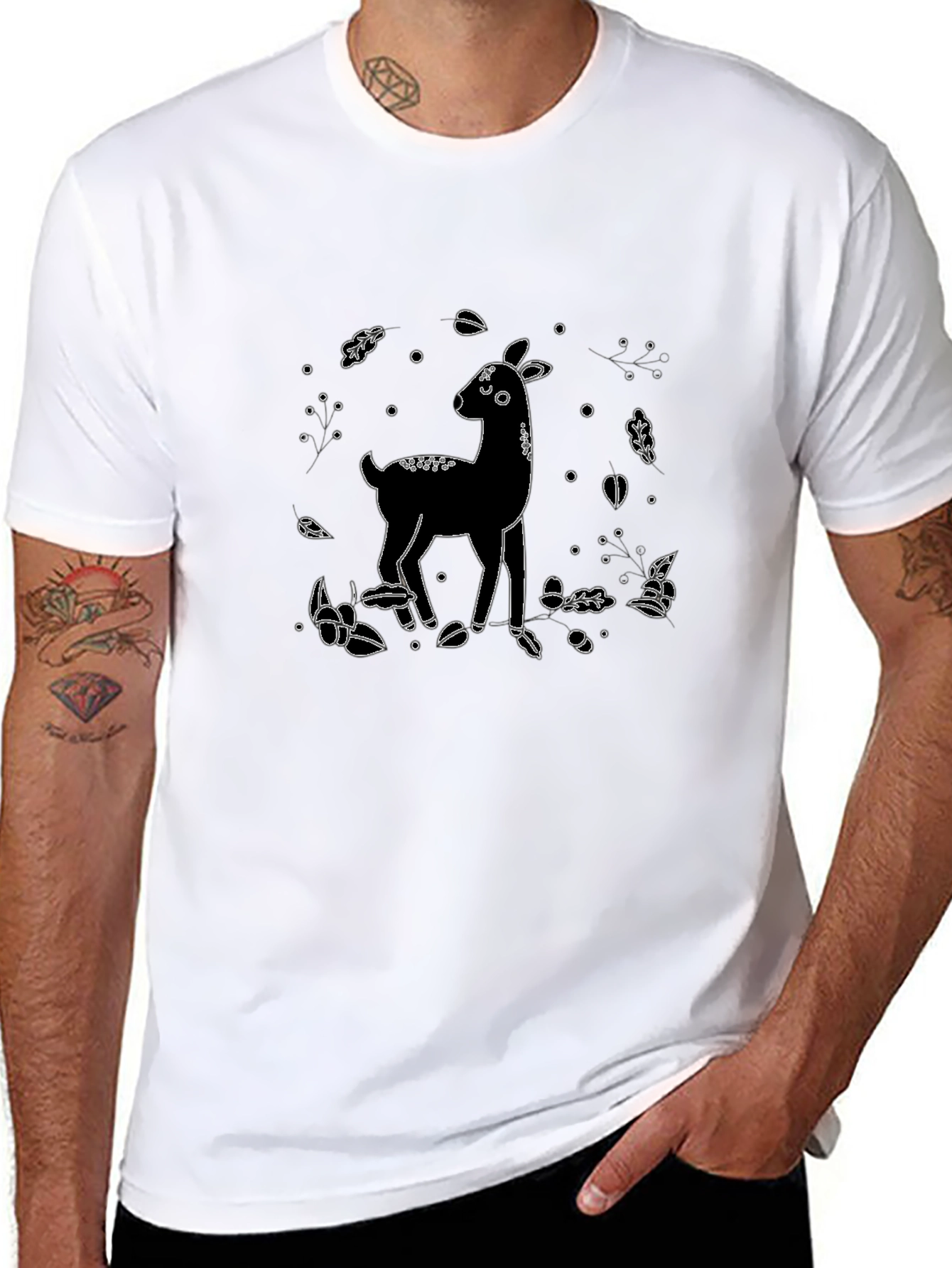 Deer Graphic Black T-Shirt