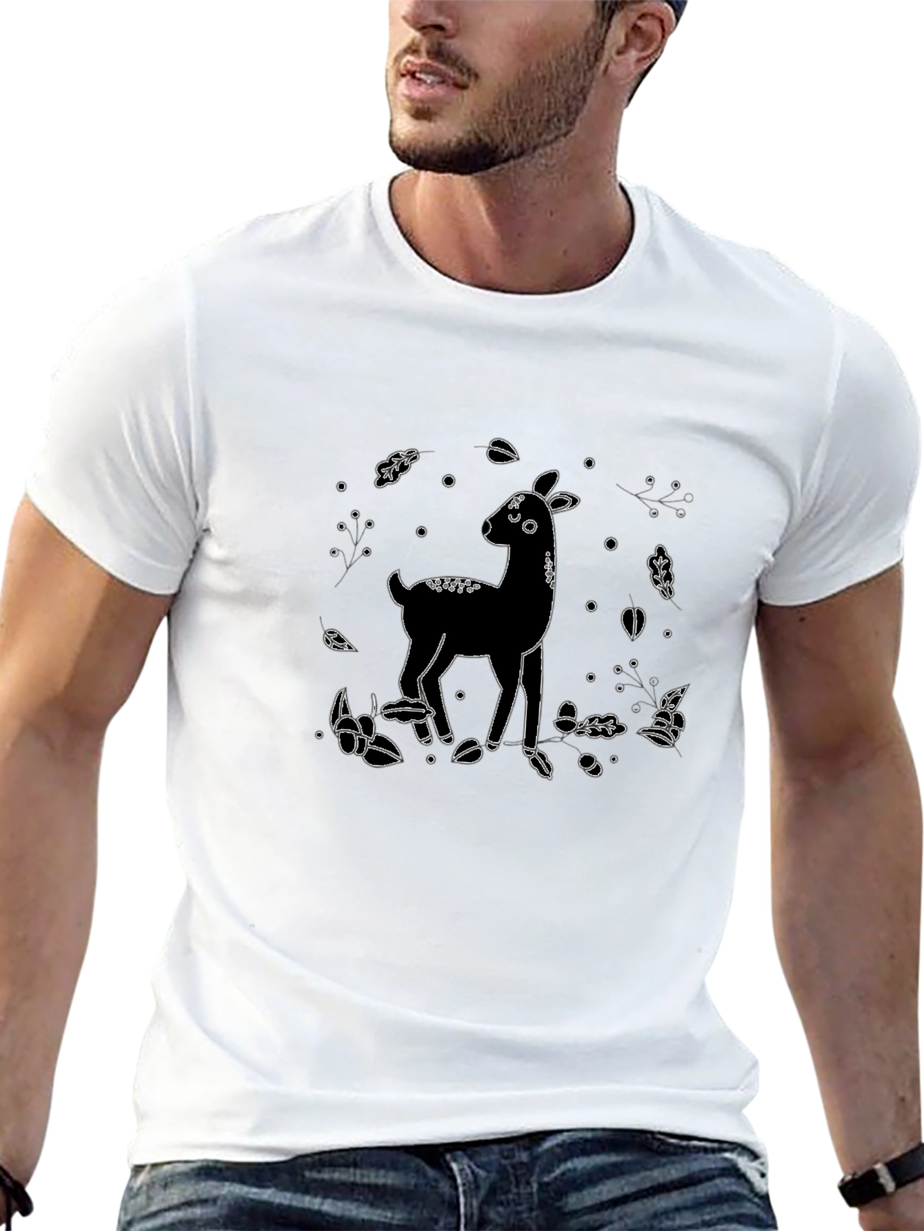 Deer Graphic Black T-Shirt