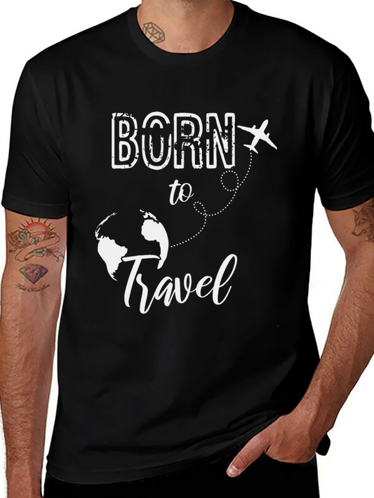 Born to Travel T-Shirt | Globe & Airplane Design