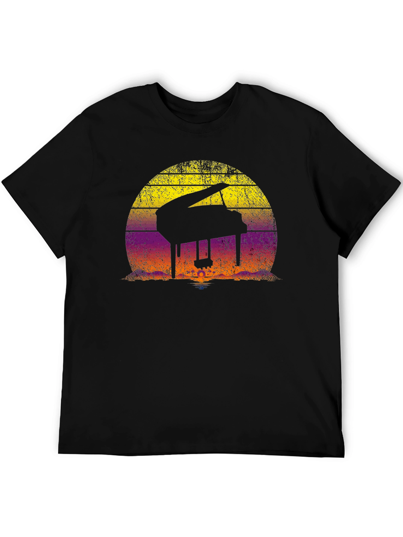 Sunset Piano Silhouette T-Shirt - Musical Graphic Tee