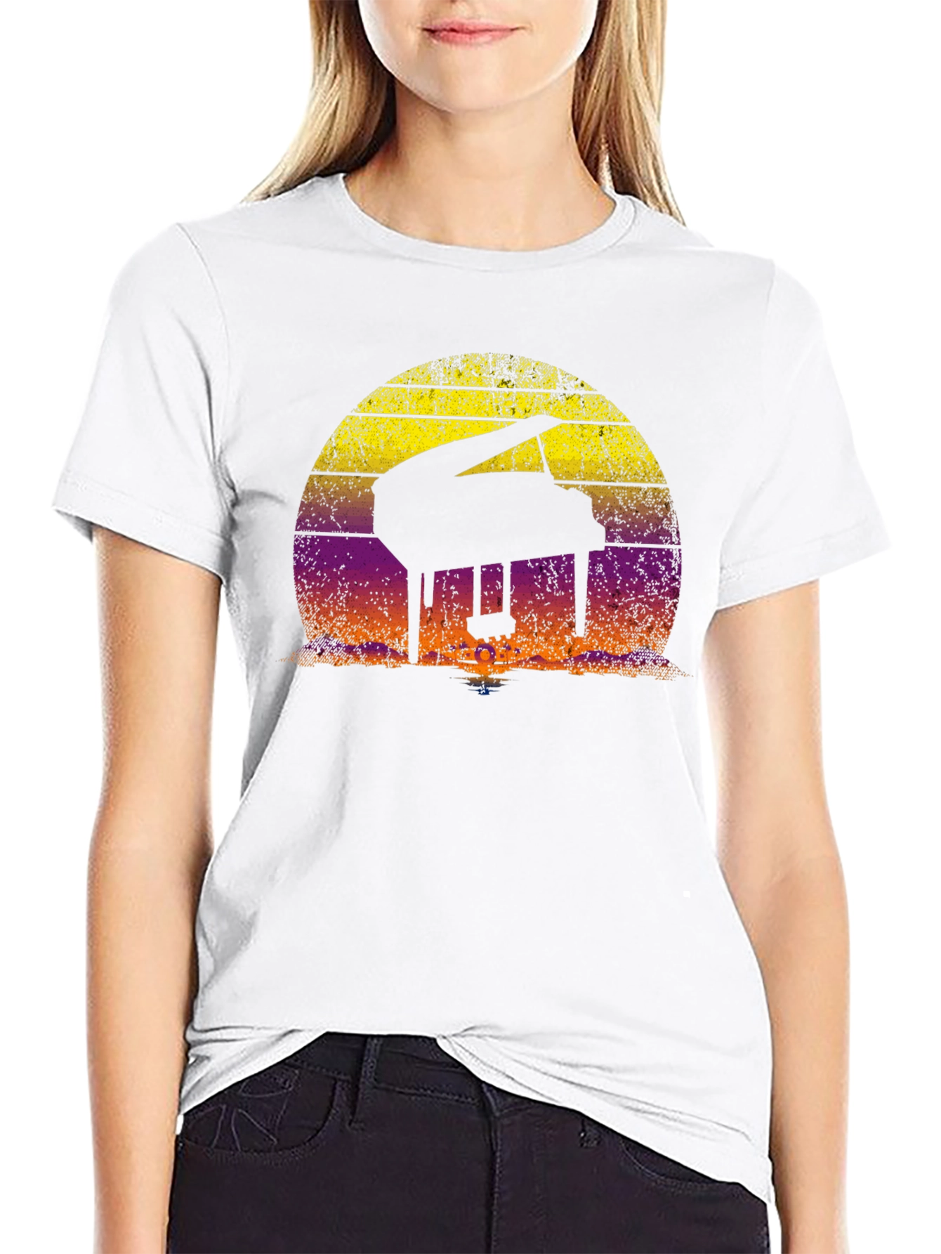 Sunset Piano Silhouette T-Shirt - Musical Graphic Tee