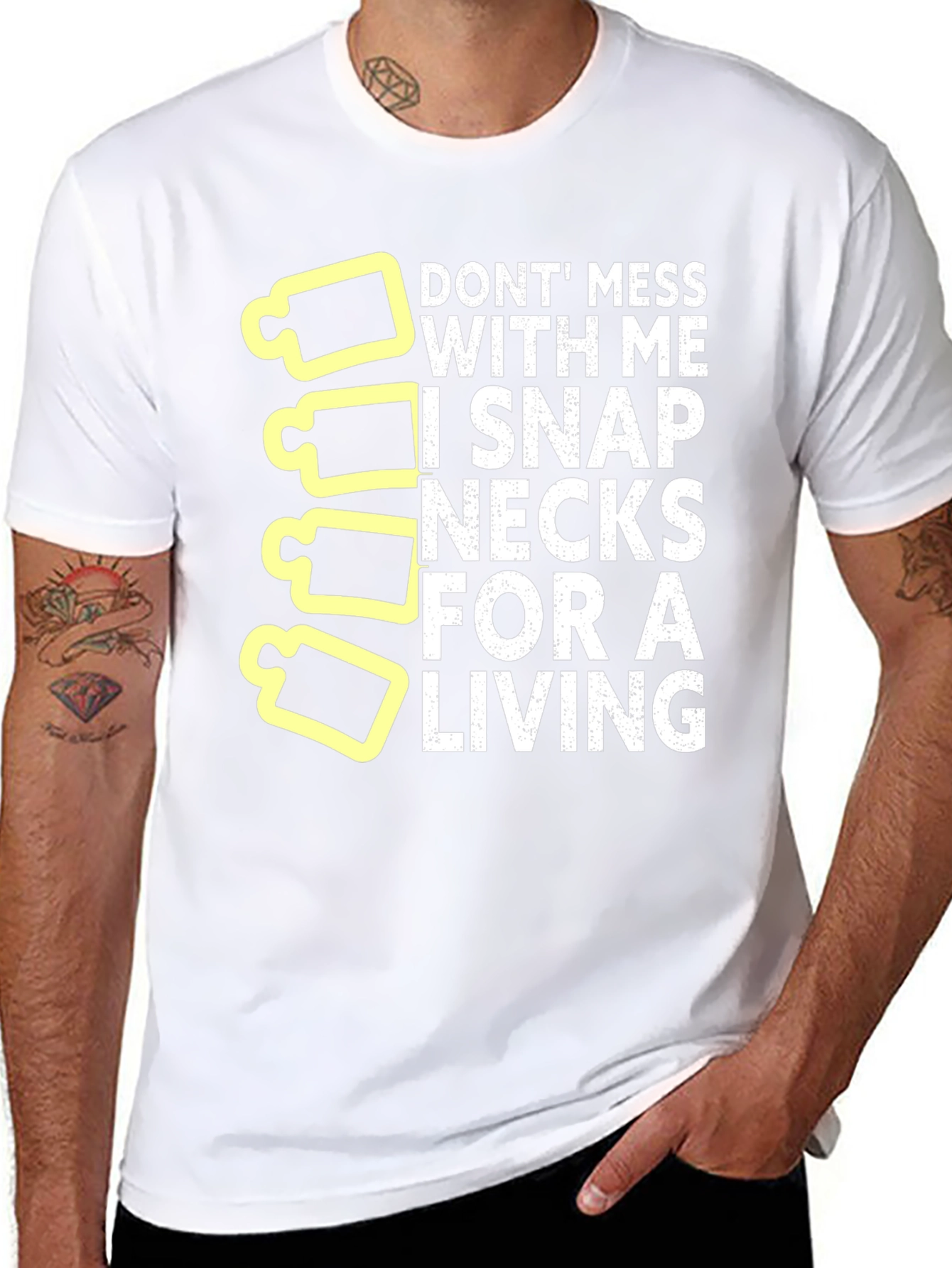 Snap Necks For Living Funny Graphic T-Shirt