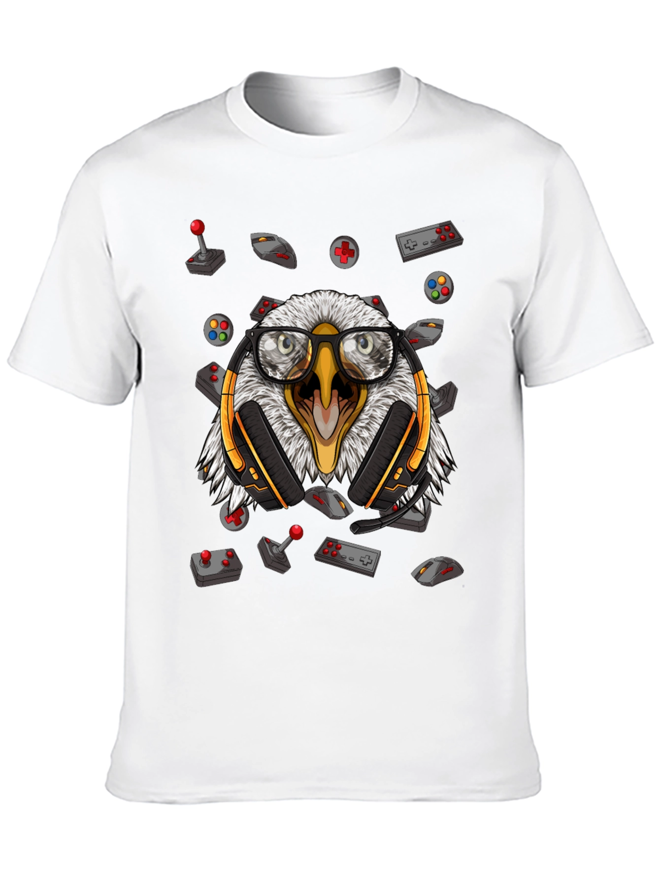 Gamer Eagle Graphic Tee - Black Cotton T-Shirt