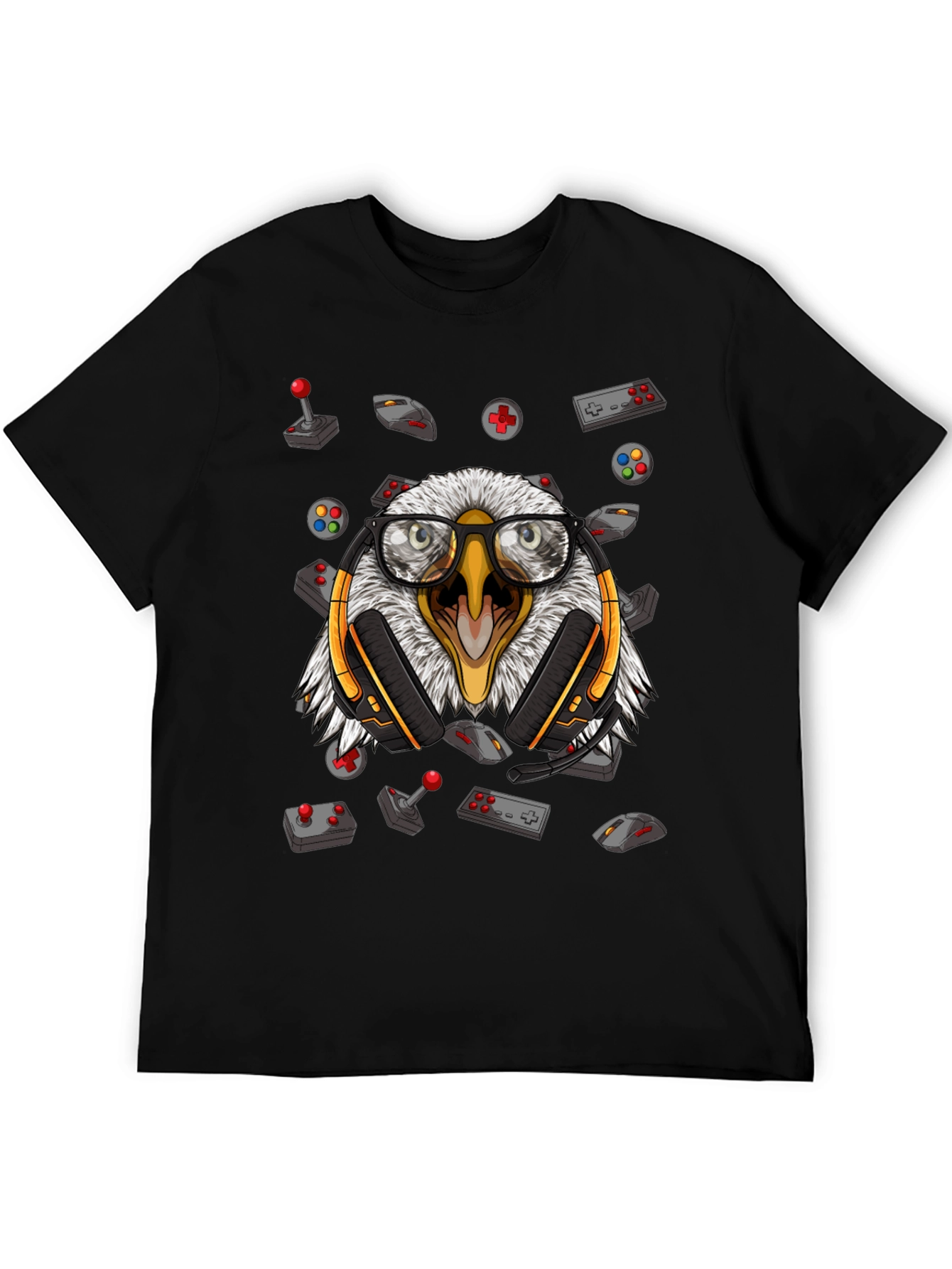Gamer Eagle Graphic Tee - Black Cotton T-Shirt