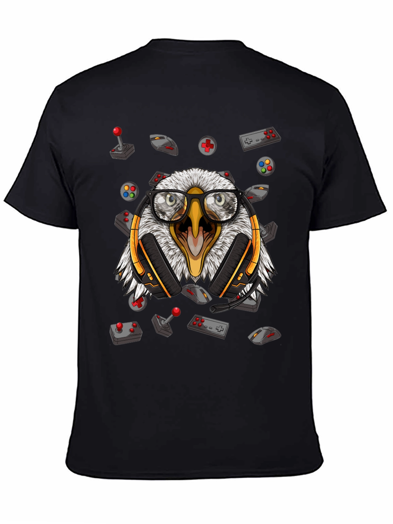 Gamer Eagle Graphic Tee - Black Cotton T-Shirt