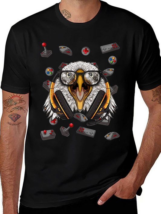 Gamer Eagle Graphic Tee - Black Cotton T-Shirt