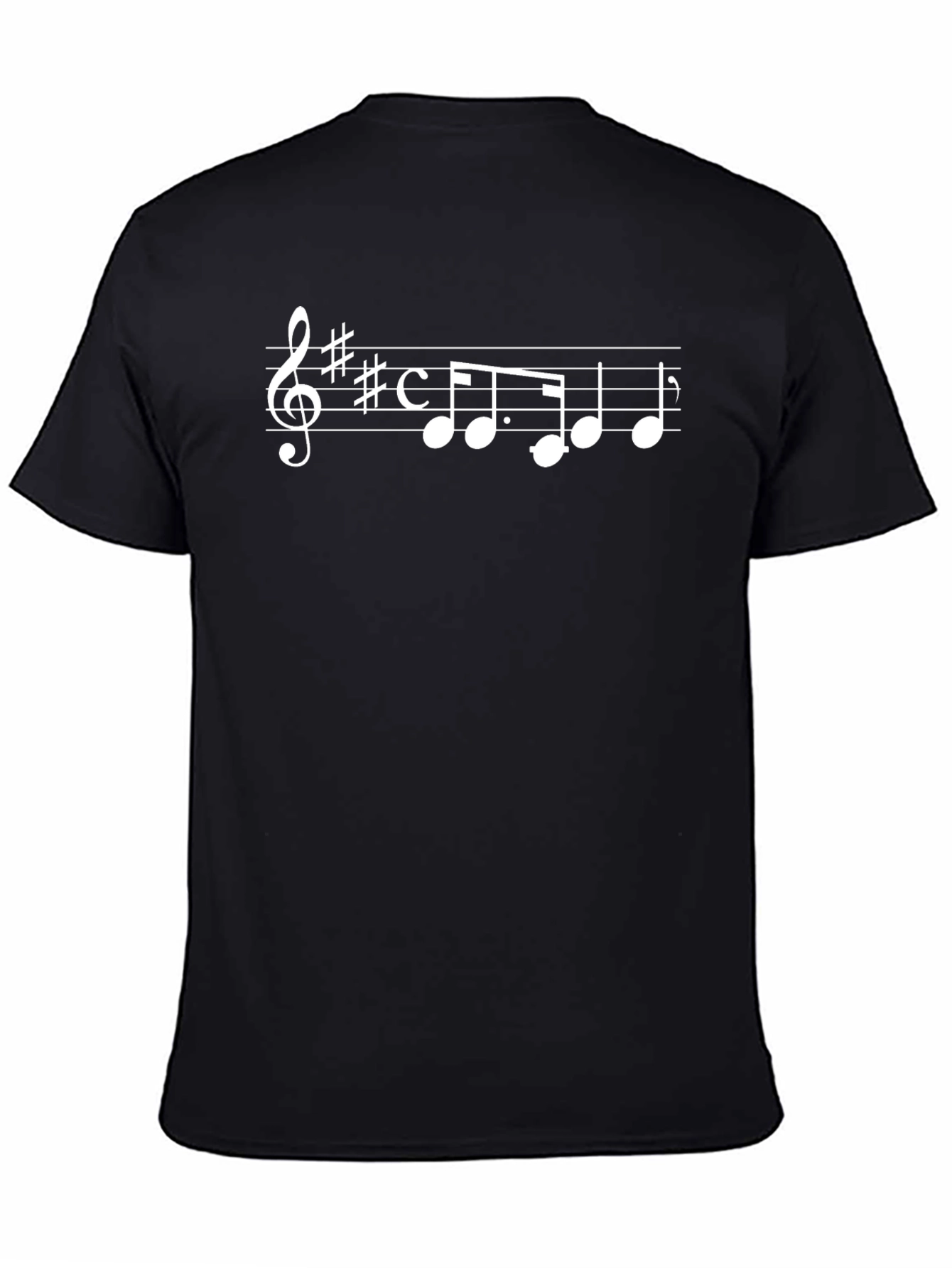 Musical Notes Graphic Tee - Black Cotton T-Shirt