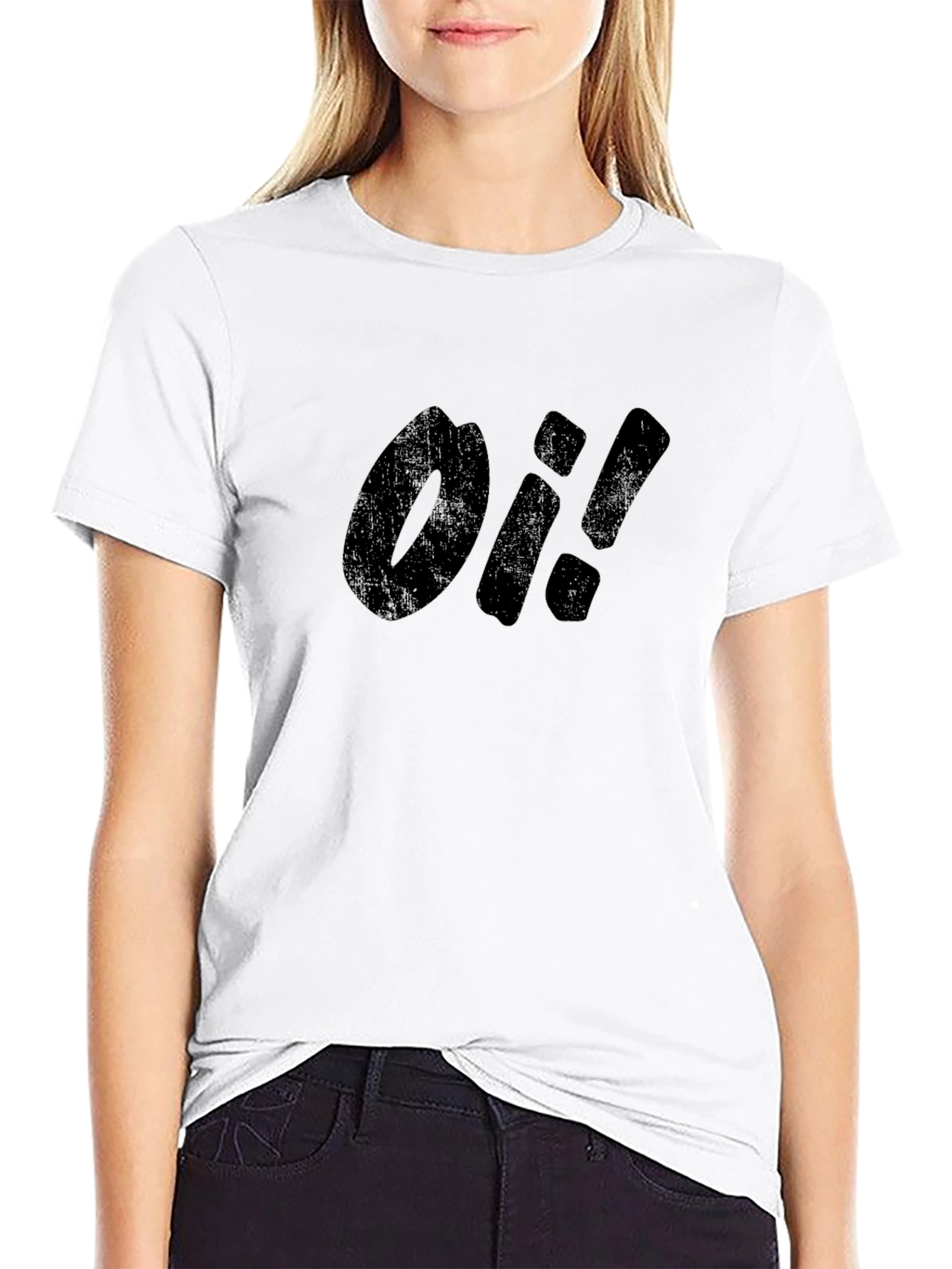 Oi! Graphic Tee - Black Cotton Casual T-Shirt