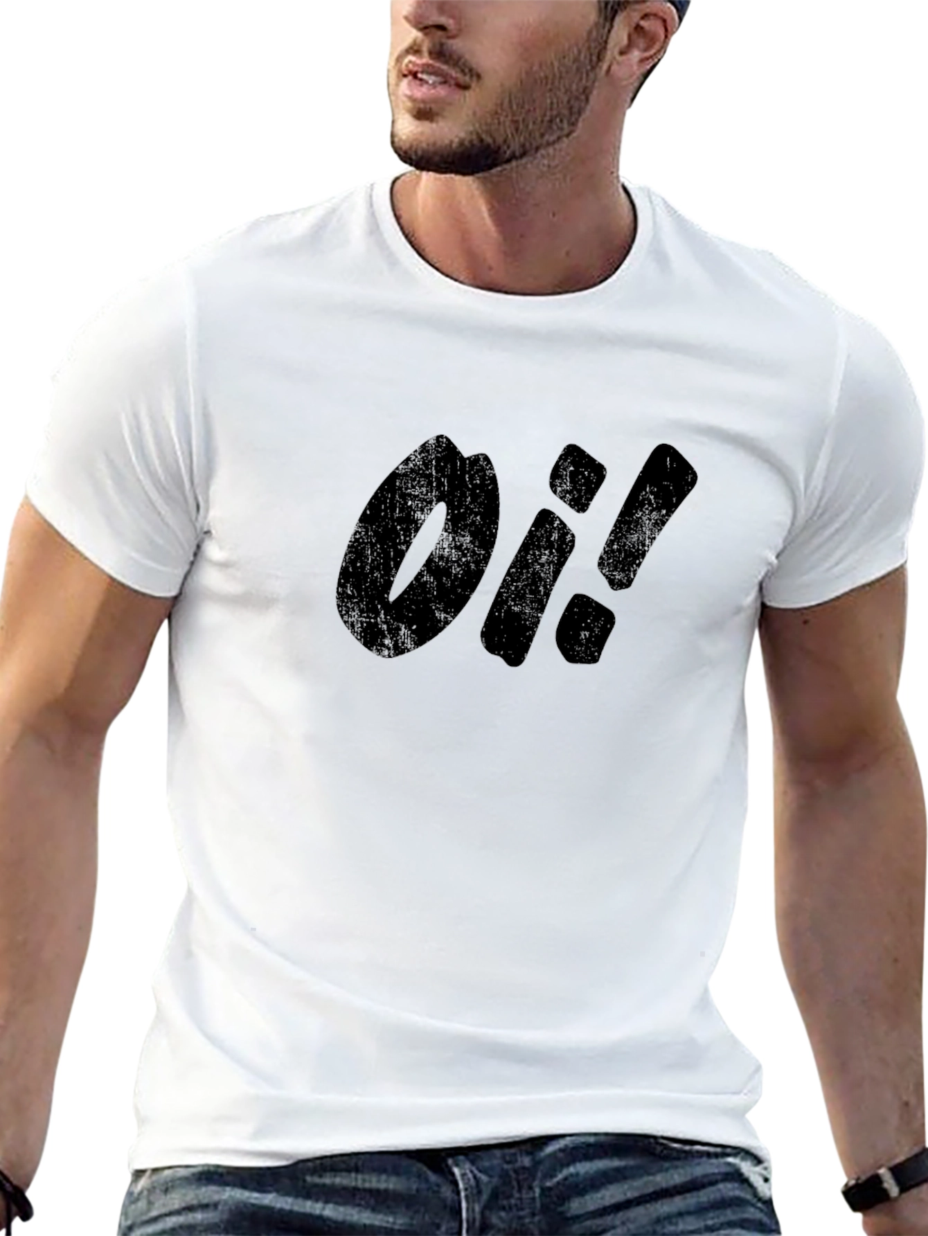 Oi! Graphic Tee - Black Cotton Casual T-Shirt