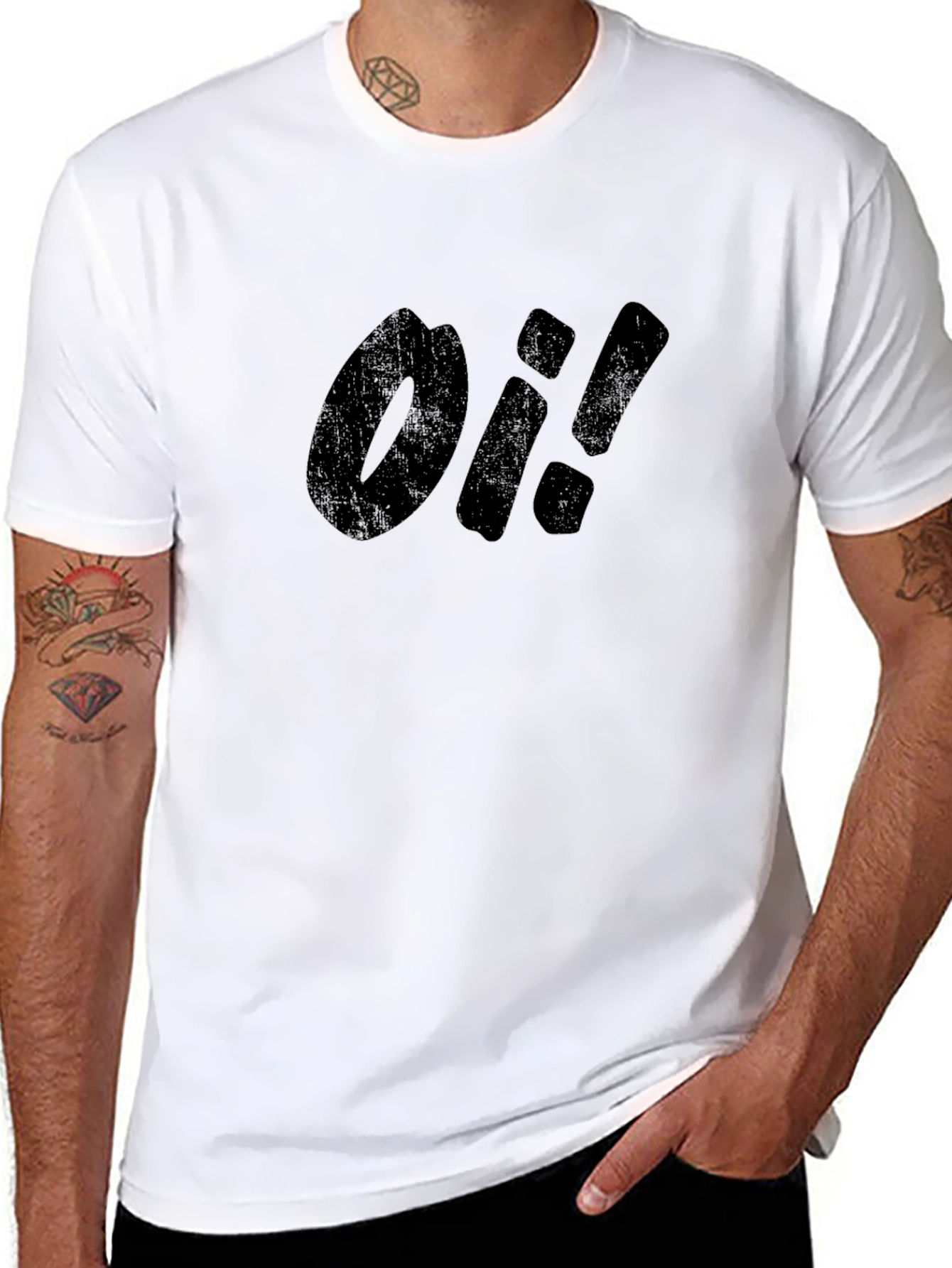Oi! Graphic Tee - Black Cotton Casual T-Shirt