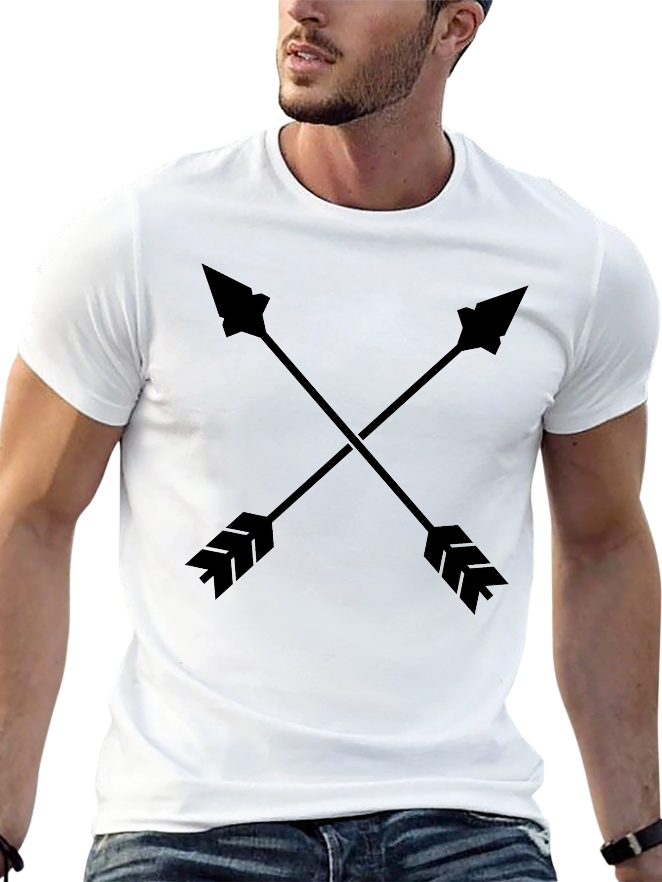 Crossed Arrows Graphic Tee - Black Cotton T-Shirt