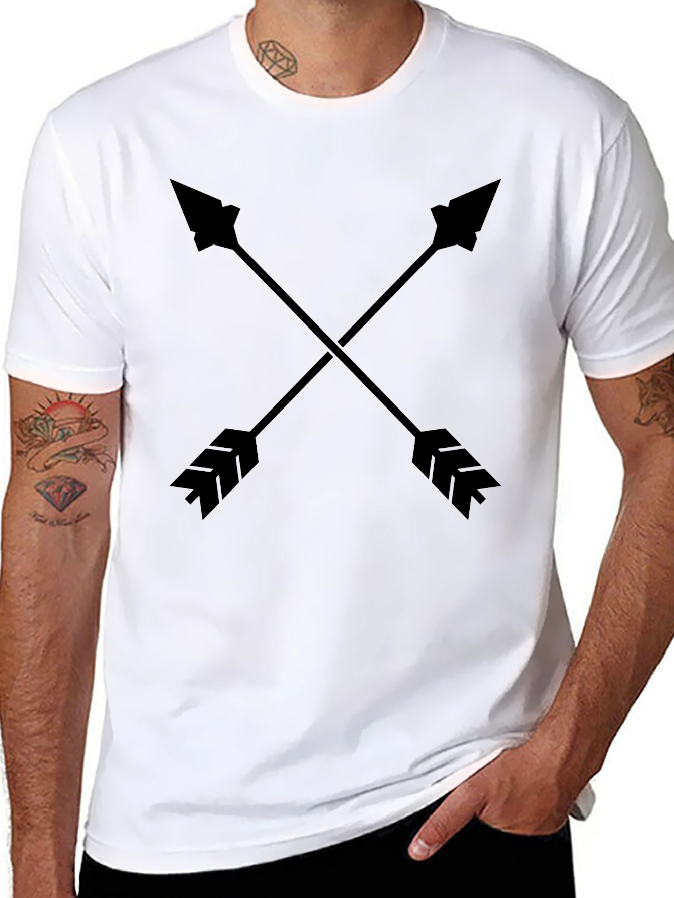Crossed Arrows Graphic Tee - Black Cotton T-Shirt