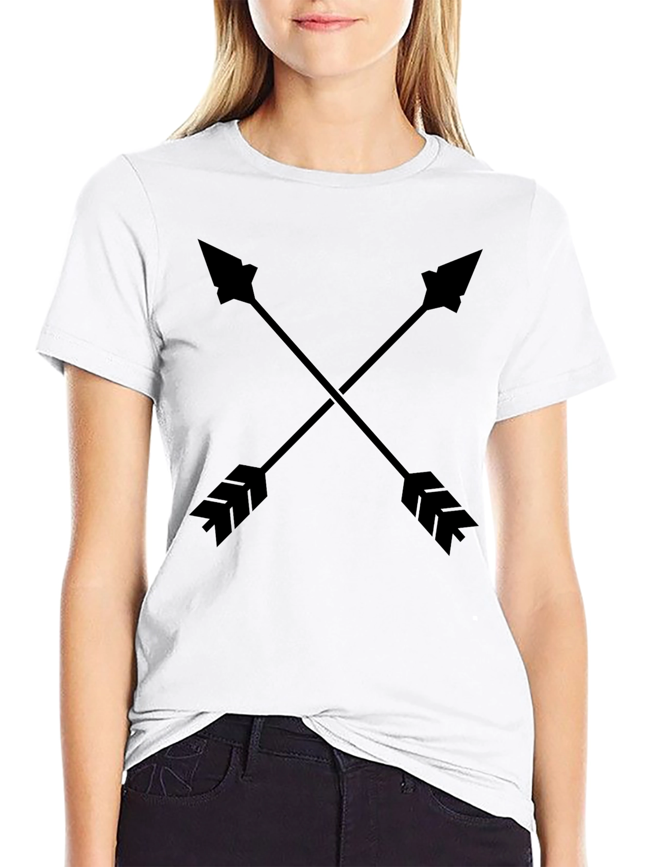 Crossed Arrows Graphic Tee - Black Cotton T-Shirt
