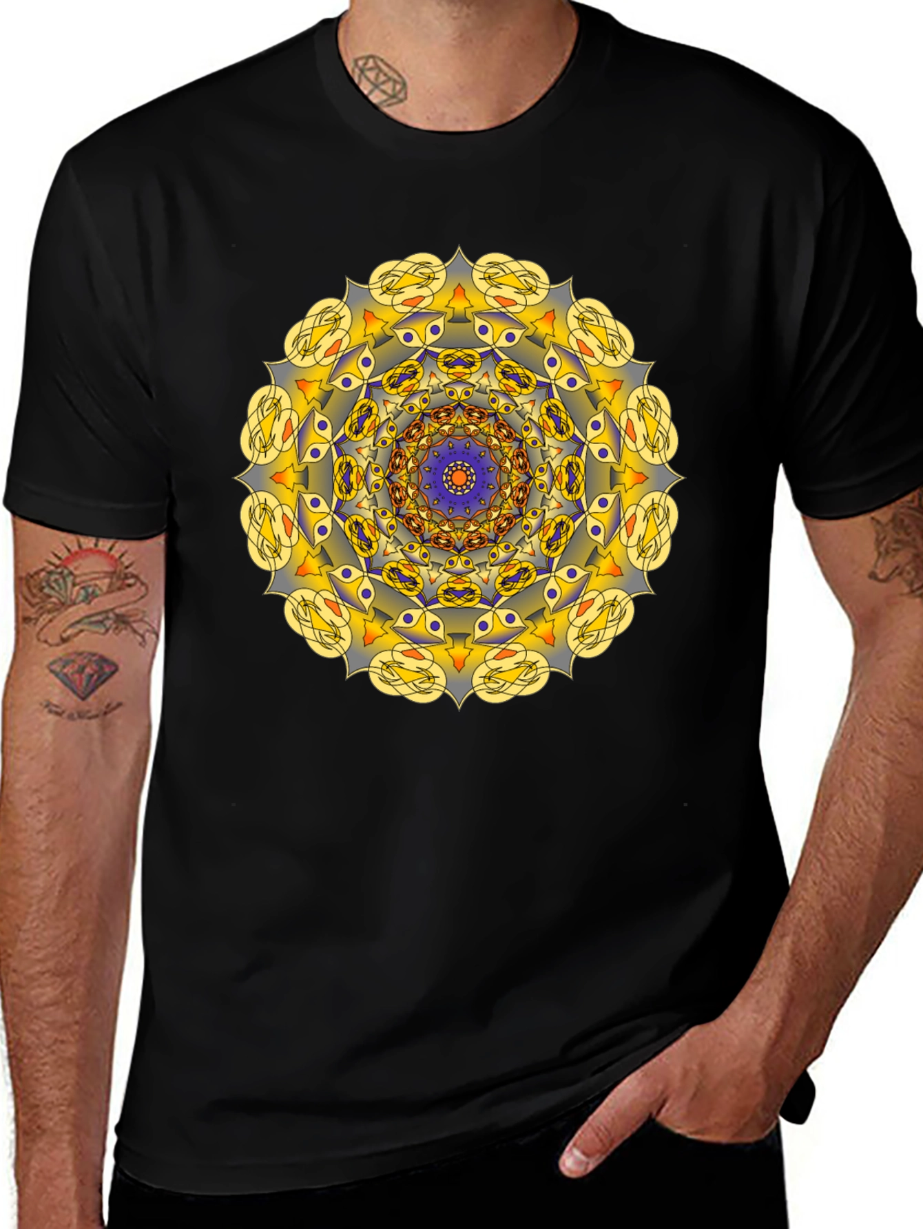 Mandala Graphic Print Black T-Shirt