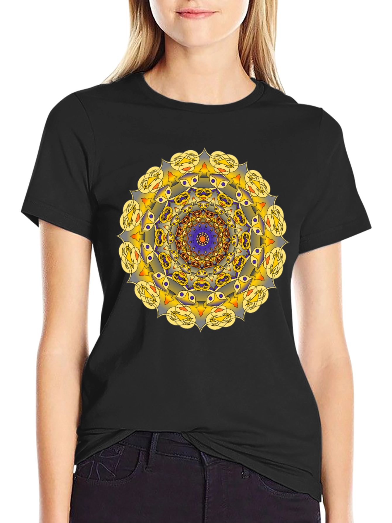 Mandala Graphic Print Black T-Shirt