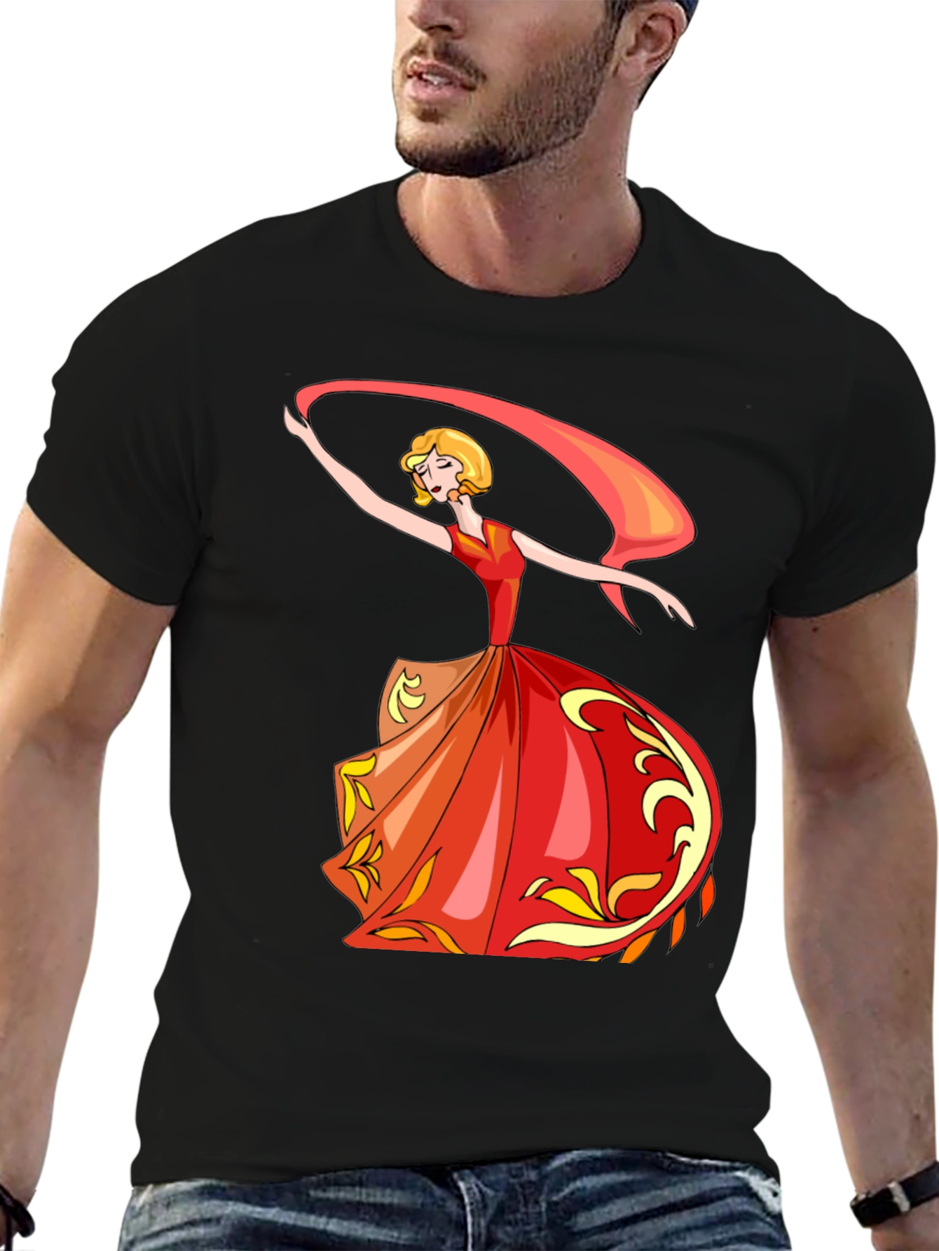 Elegant Dancer Graphic Black Tee