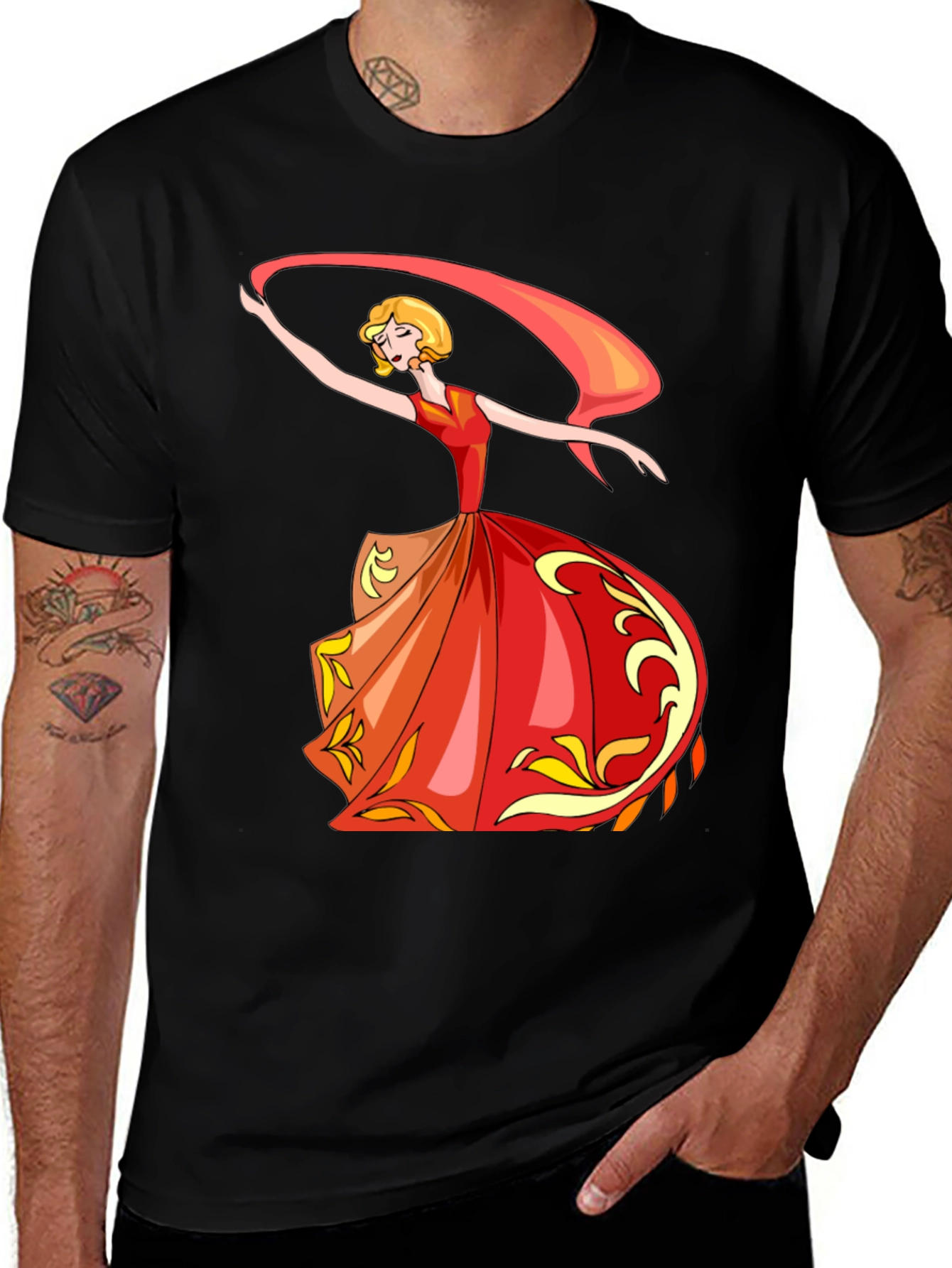 Elegant Dancer Graphic Black Tee