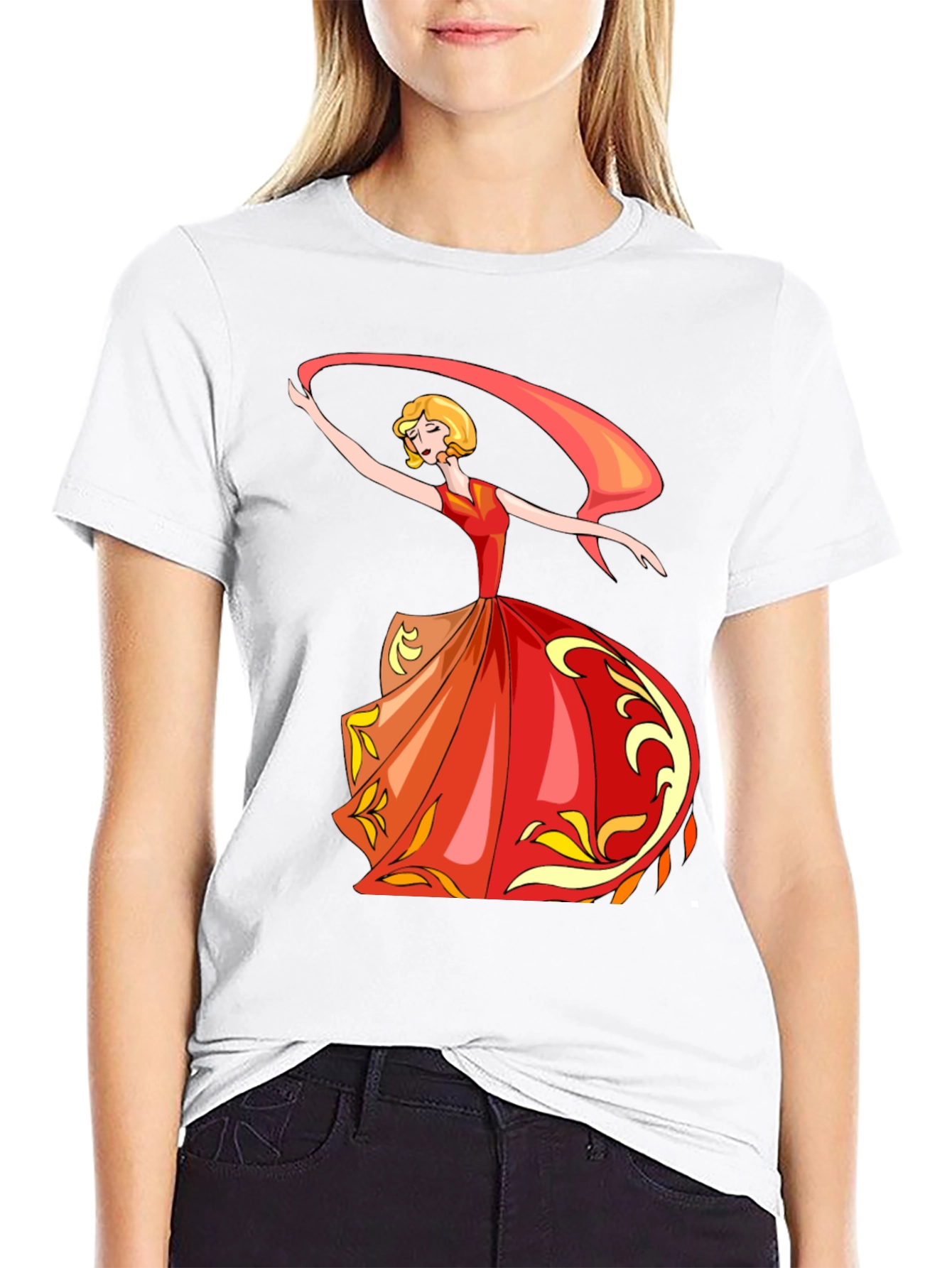 Elegant Dancer Graphic Black Tee