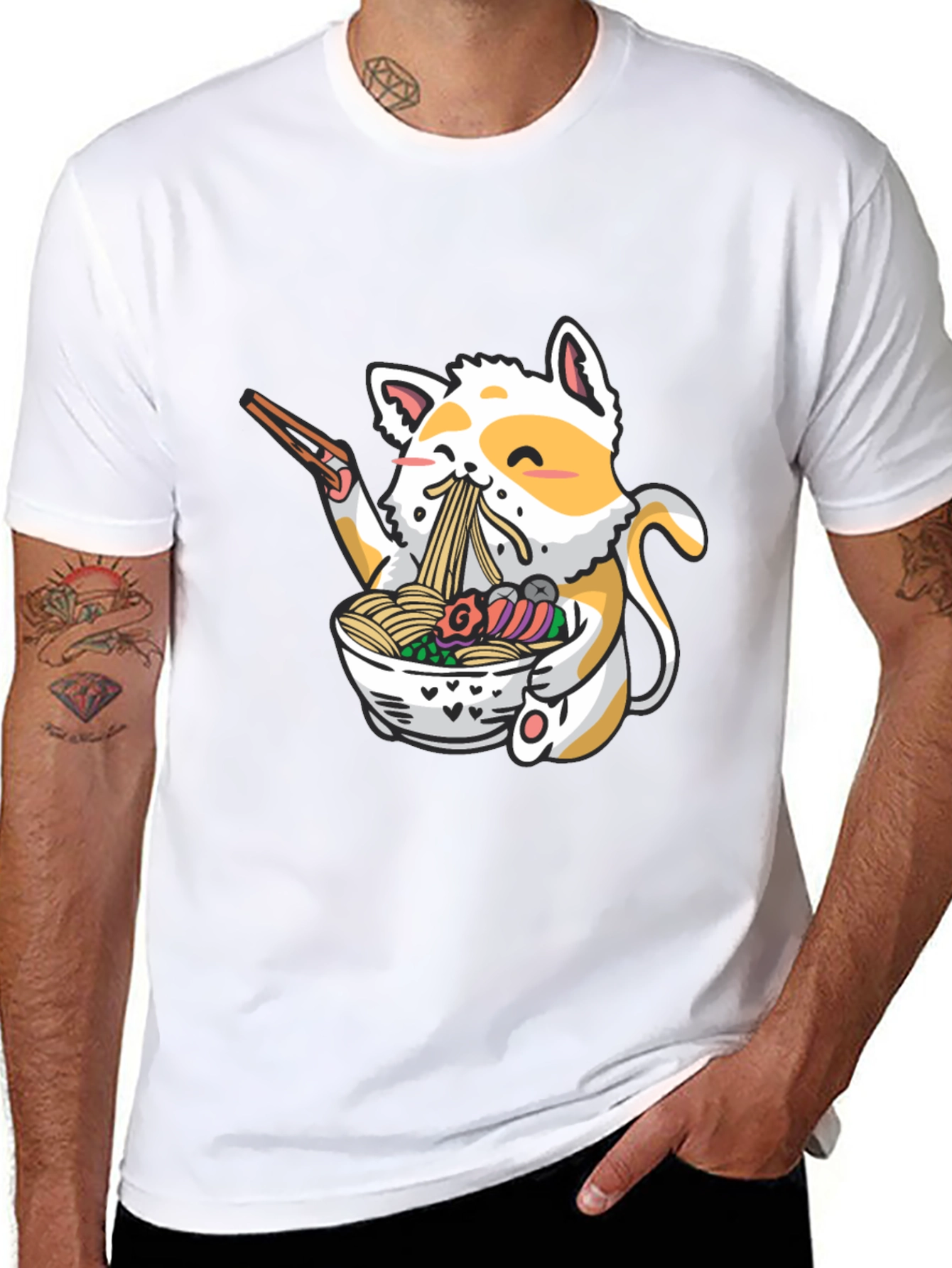 Cute Cat Ramen T-Shirt - Unique Graphic Tee