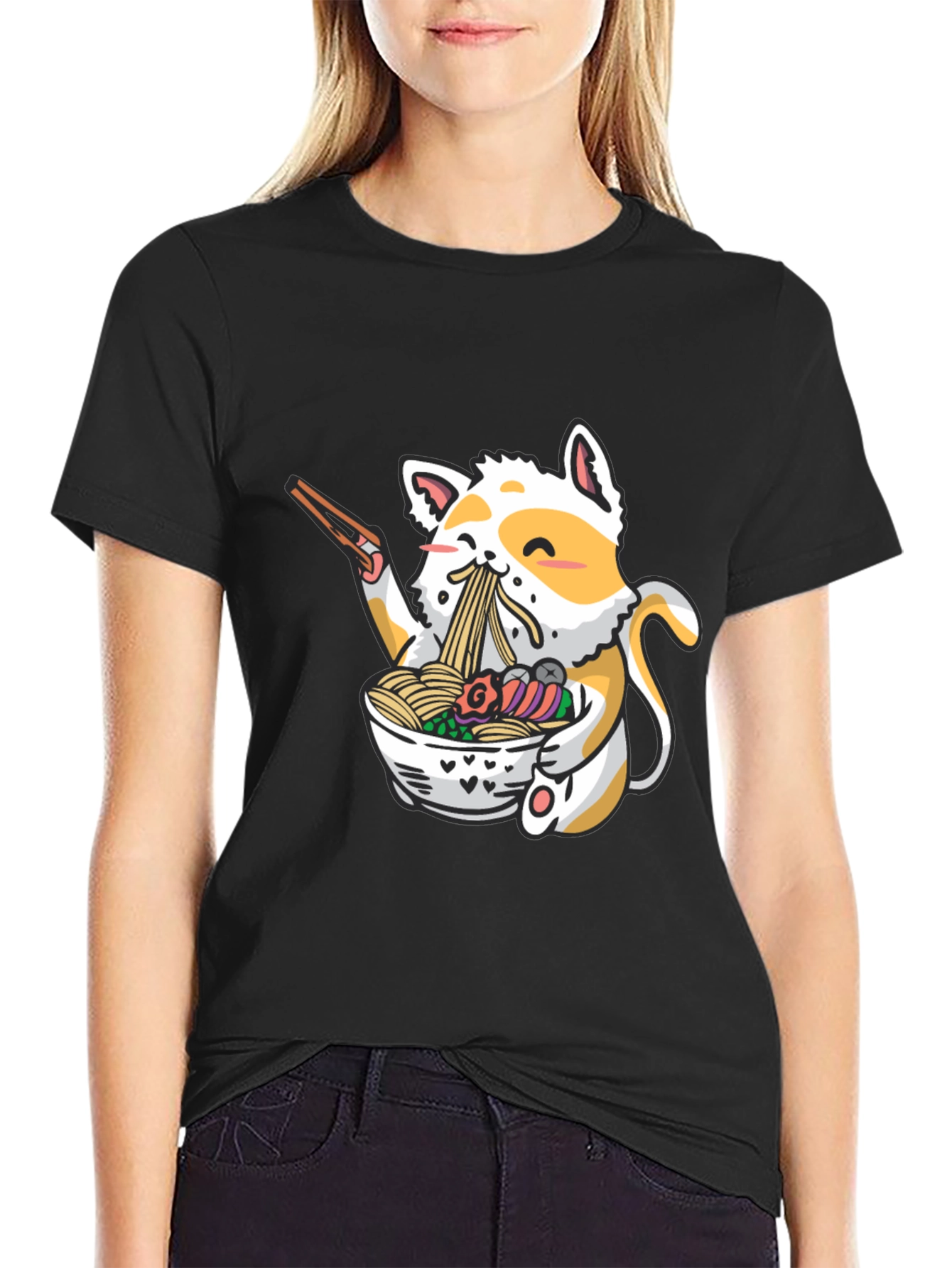 Cute Cat Ramen T-Shirt - Unique Graphic Tee