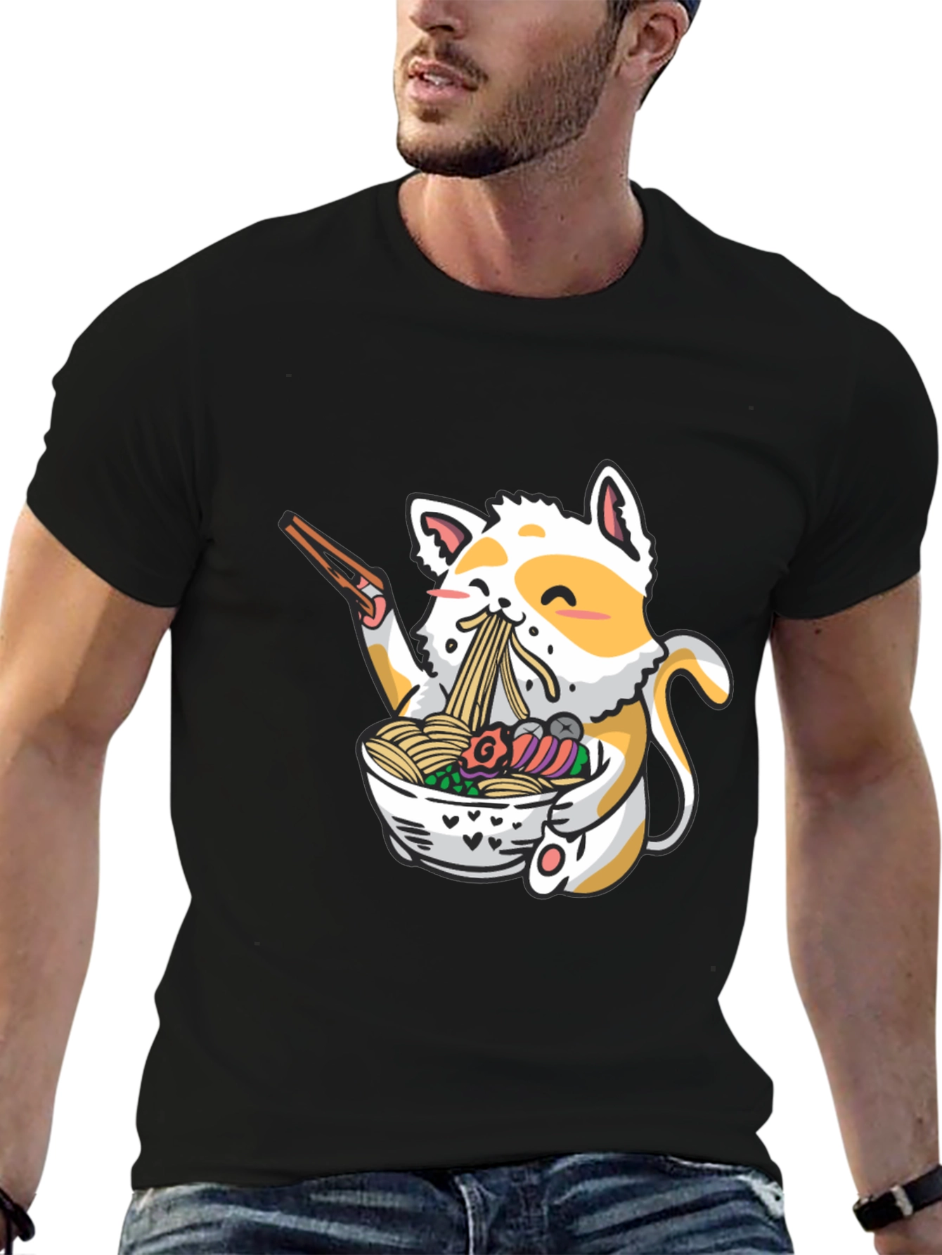 Cute Cat Ramen T-Shirt - Unique Graphic Tee