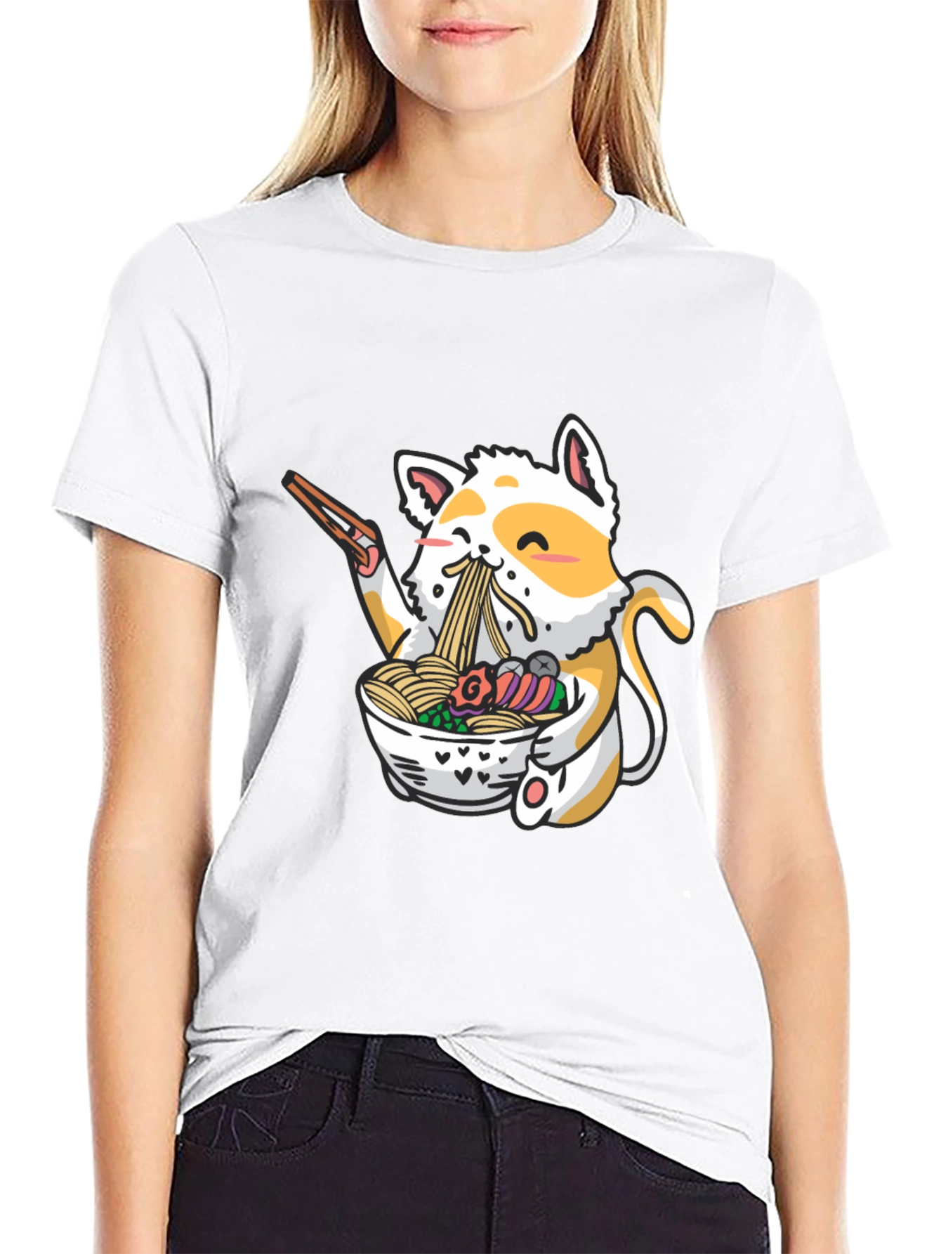 Cute Cat Ramen T-Shirt - Unique Graphic Tee