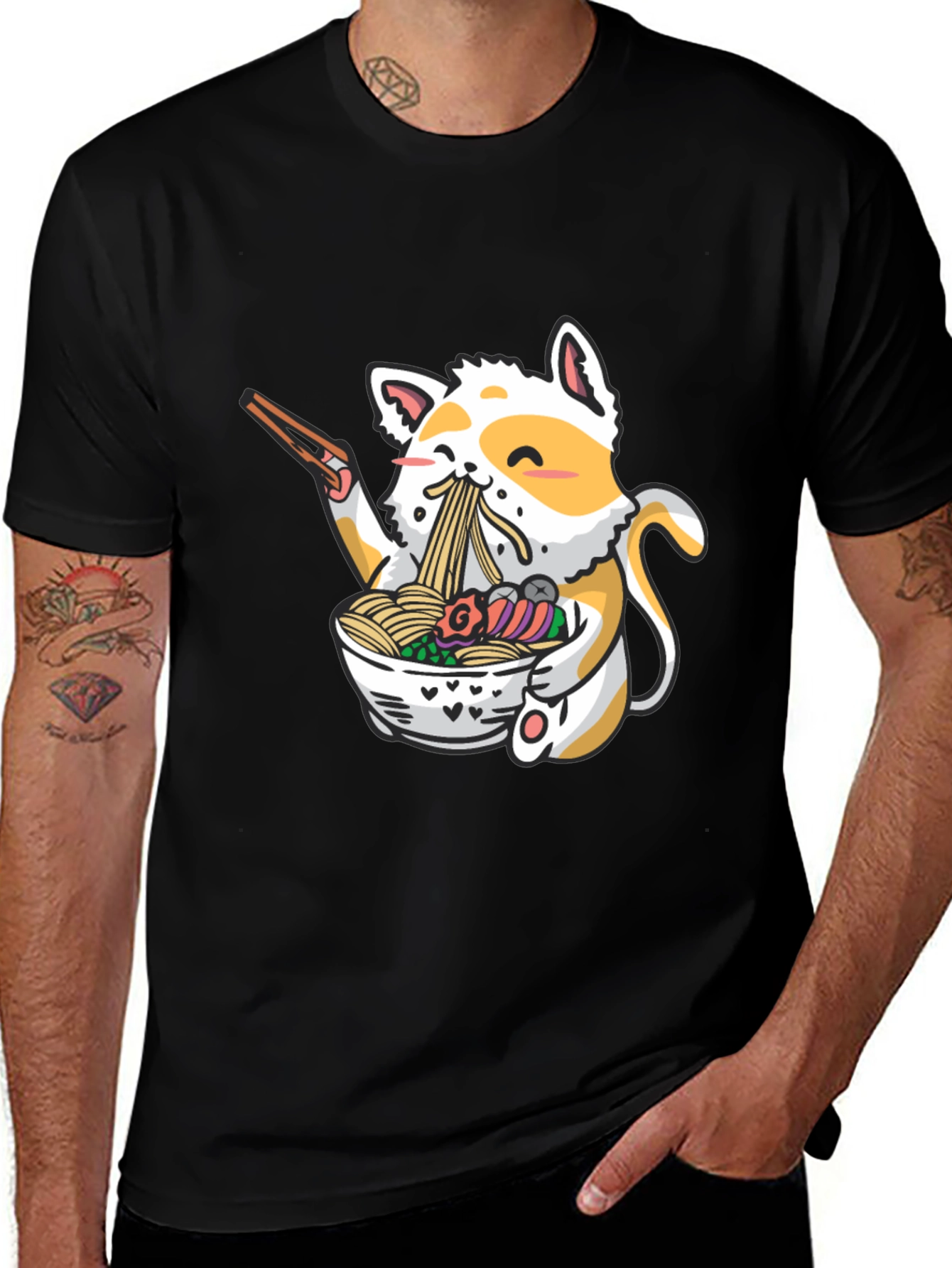 Cute Cat Ramen T-Shirt - Unique Graphic Tee