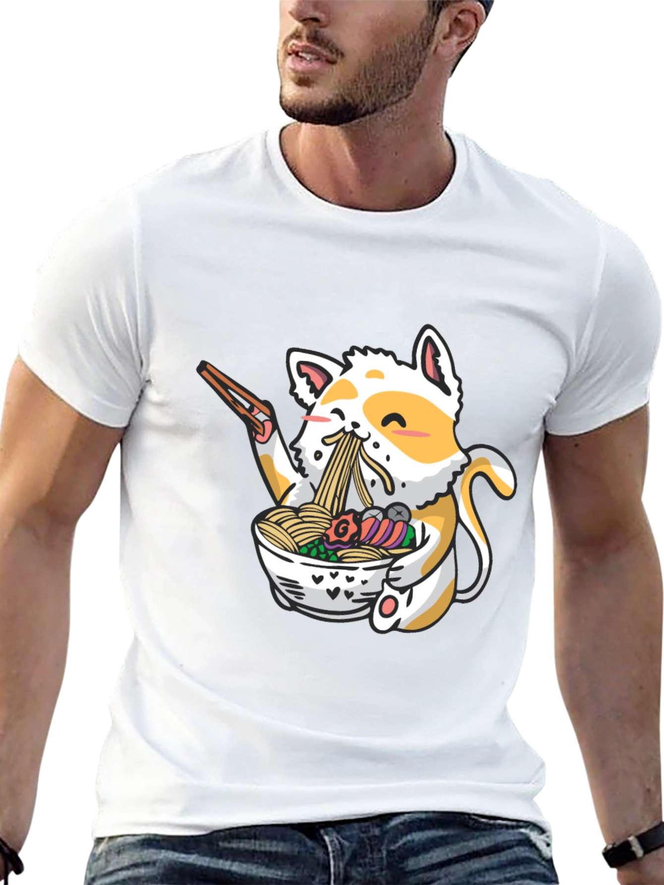 Cute Cat Ramen T-Shirt - Unique Graphic Tee