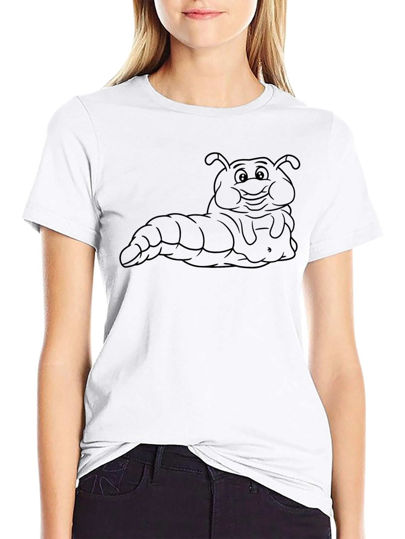 Caterpillar Outline Black T-Shirt