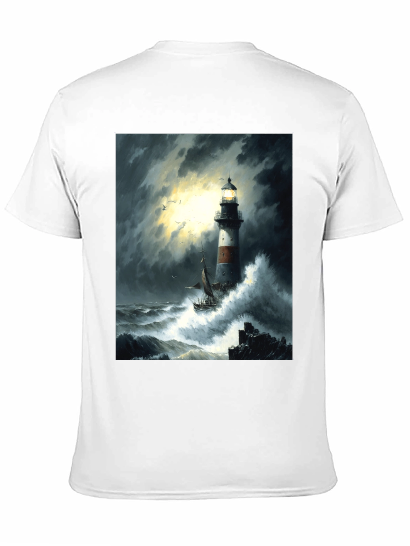 Stormy Seas Lighthouse Graphic Tee