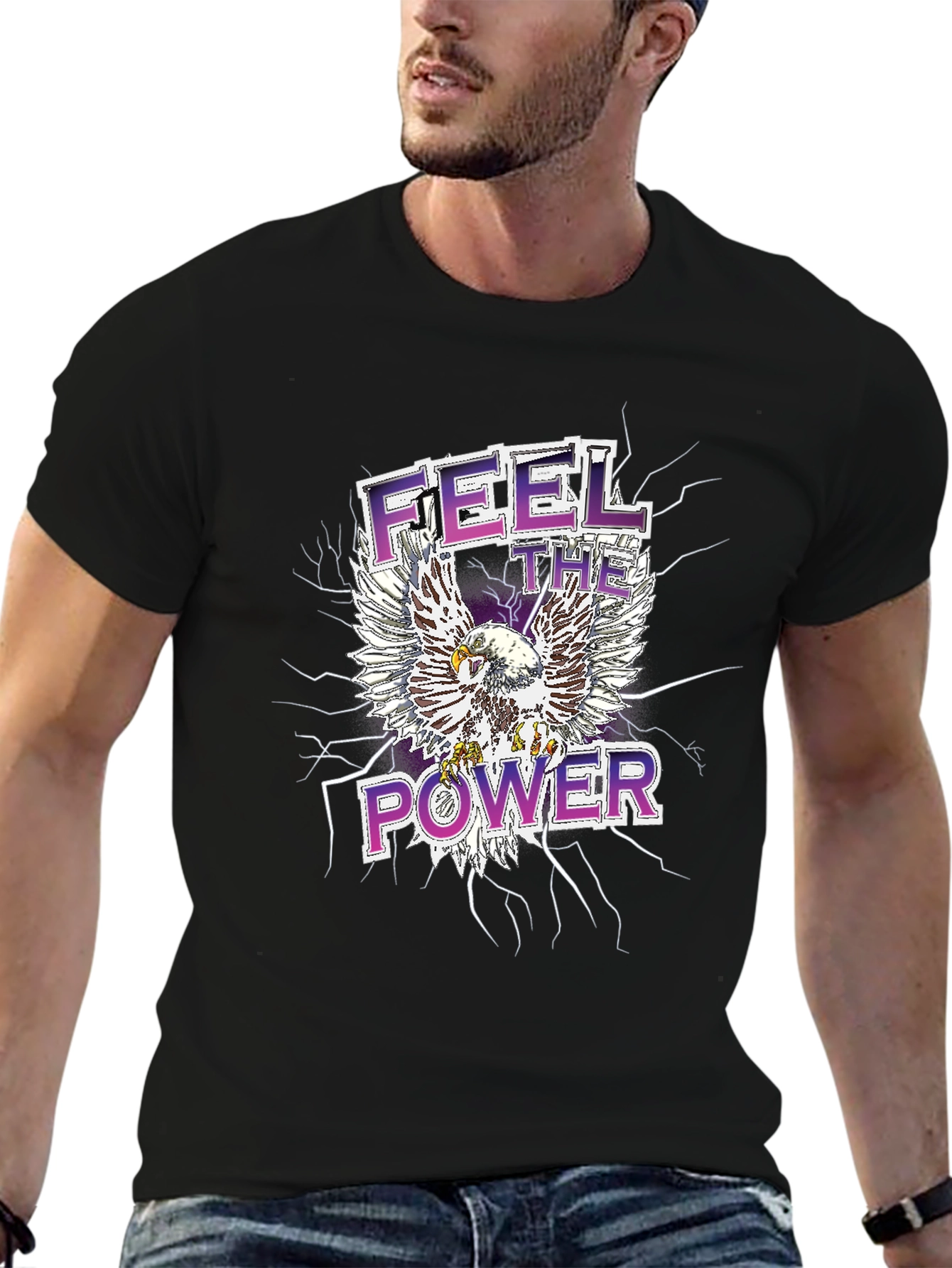 Feel the Power Eagle Graphic T-Shirt