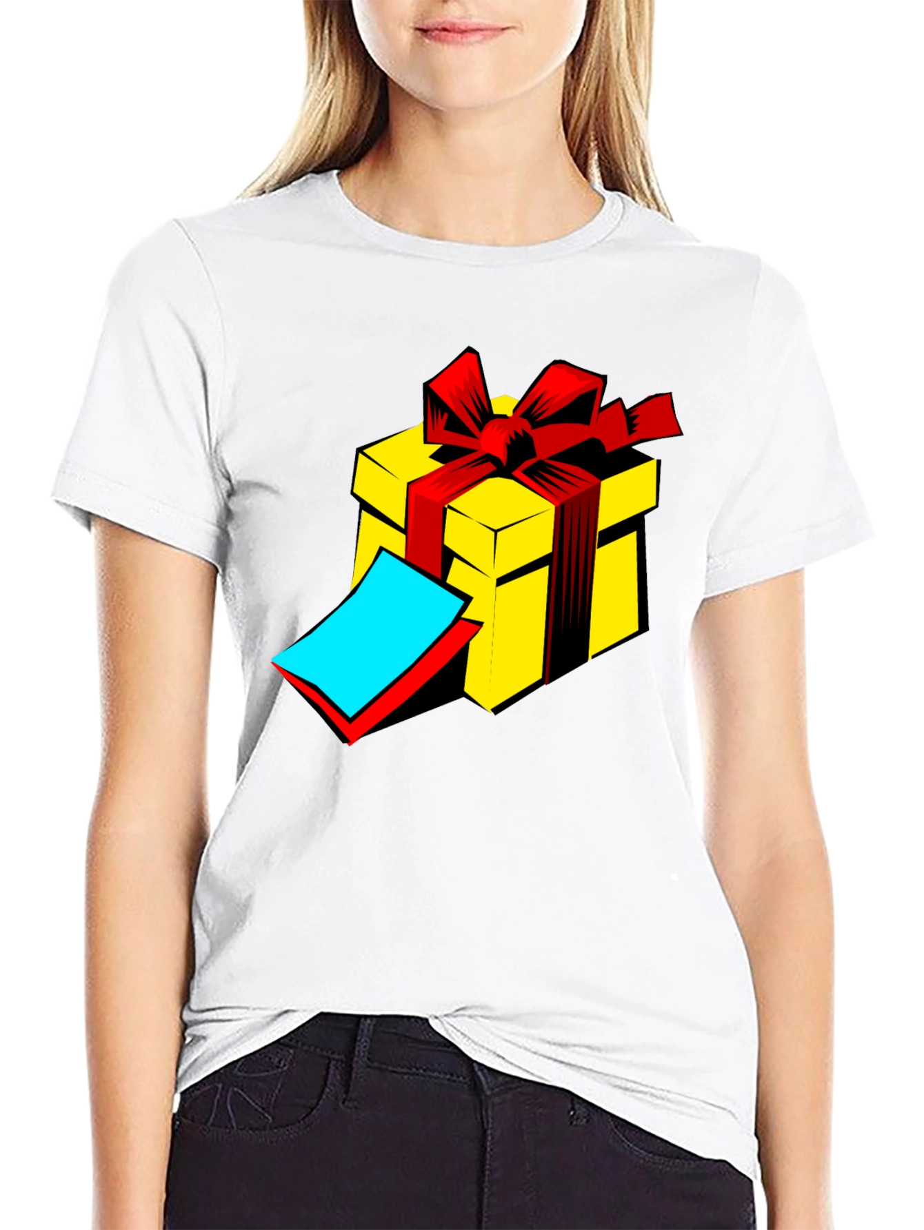 Gift Box Graphic Tee - Black Cotton T-Shirt