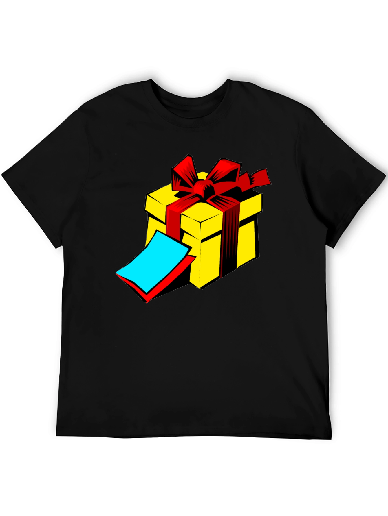 Gift Box Graphic Tee - Black Cotton T-Shirt